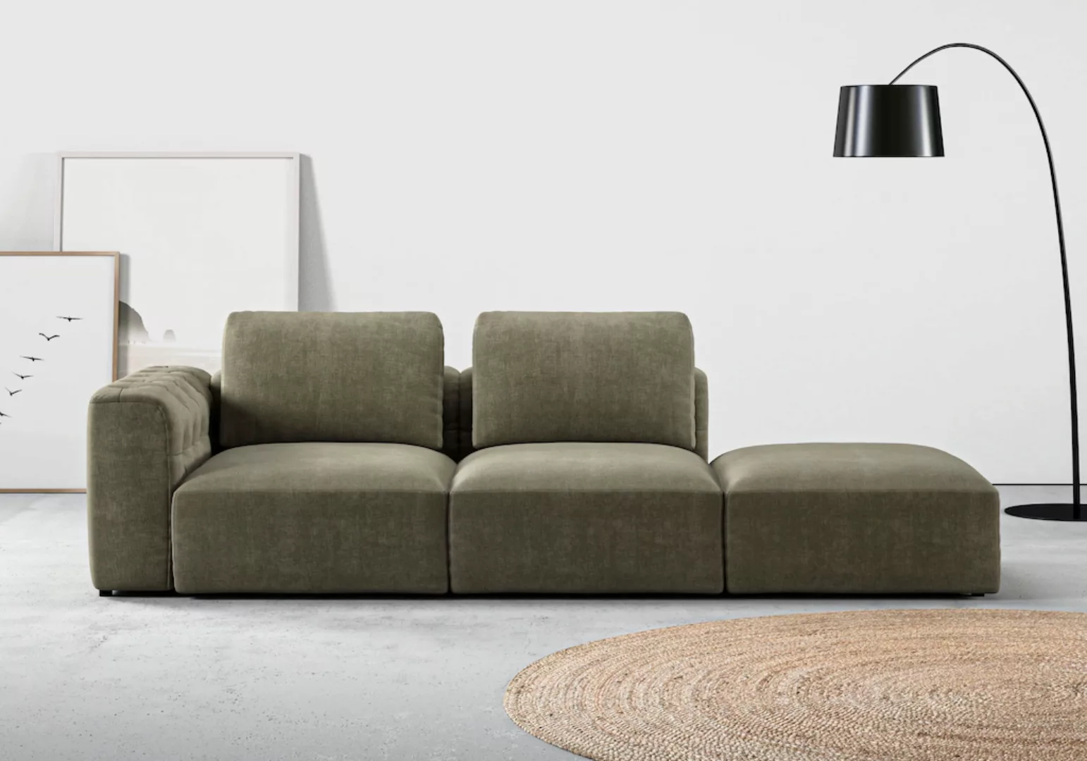 RAUM.ID Chaiselongue "Cushid", Modul-Sofa, bestehend aus 2-Sitzer und Hocke günstig online kaufen