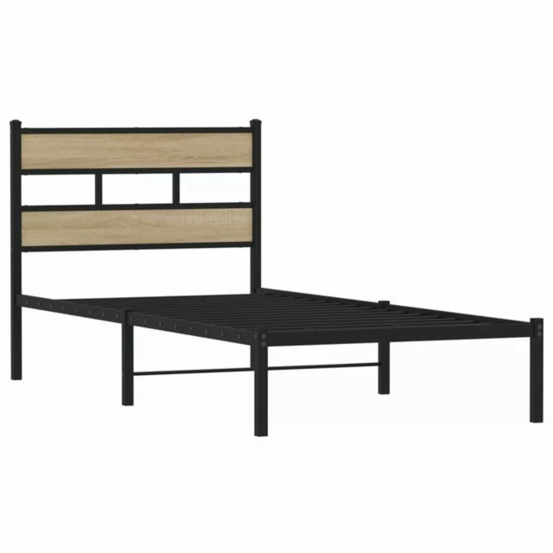 vidaXL Bett Metallbett ohne Matratze Sonoma-Eiche 107x203 cm günstig online kaufen