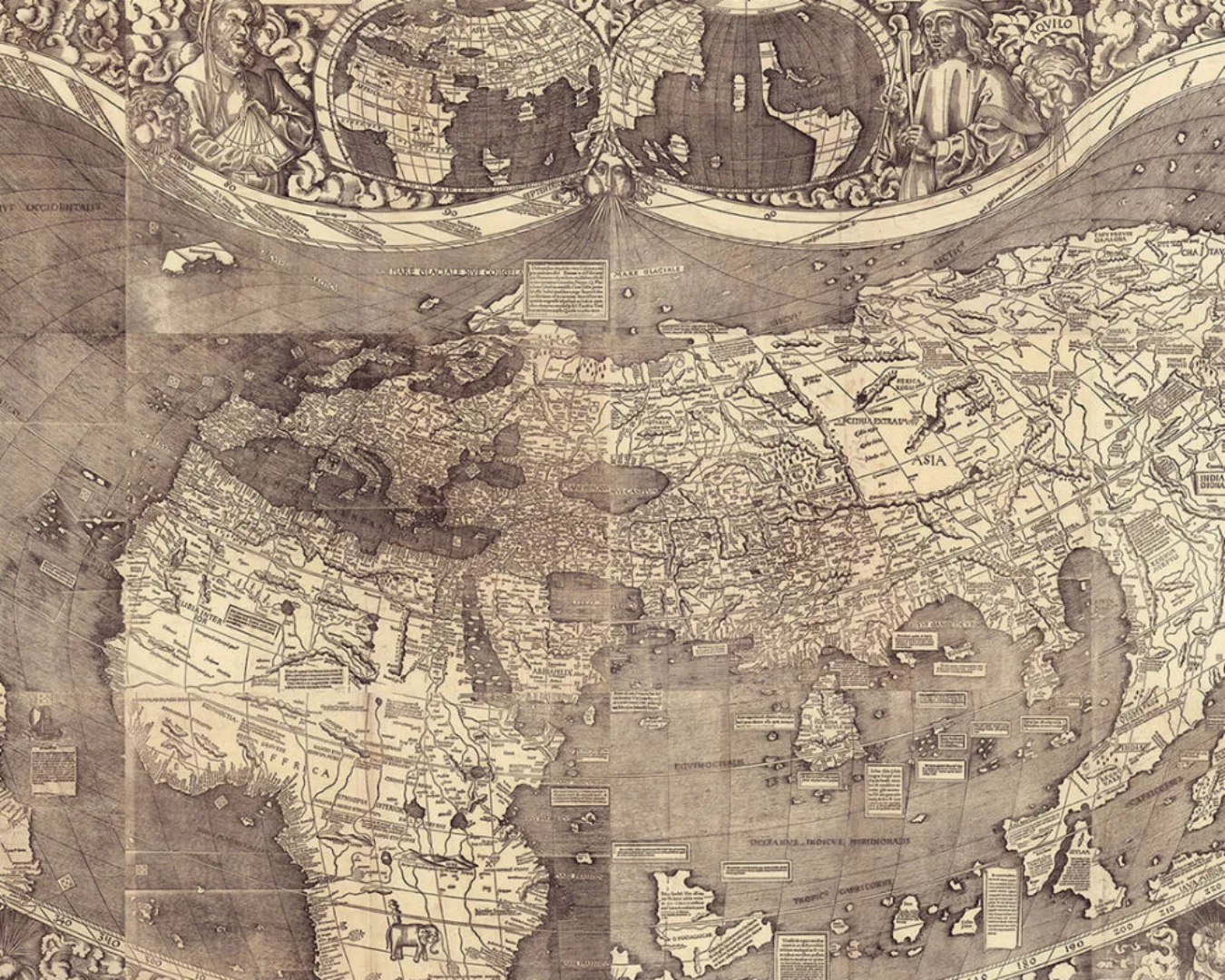 Fototapete "alte Weltkarte" 4,00x2,50 m / Glattvlies Perlmutt günstig online kaufen