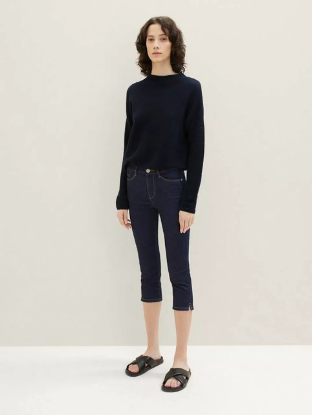 TOM TAILOR Caprihose Capri Denim Jeans Shorts KATE SLIM 5314 in Dunkelblau günstig online kaufen
