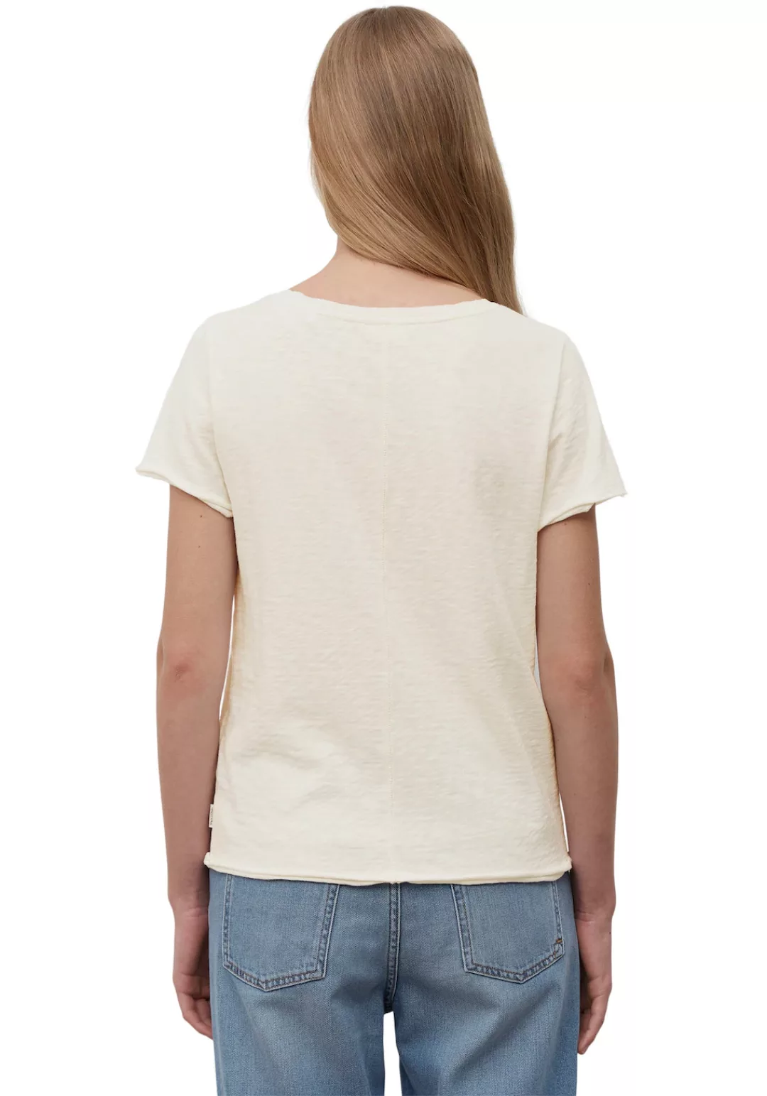 Marc O'Polo DENIM T-Shirt mit abgerundetem V-Neck günstig online kaufen