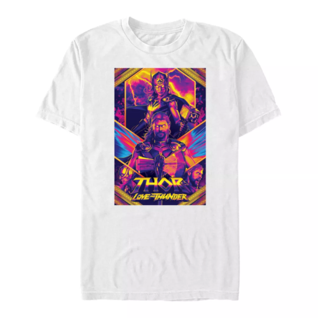 Marvel - Thor Love and Thunder - Thor & Jane Neon Poster - Männer T-Shirt günstig online kaufen