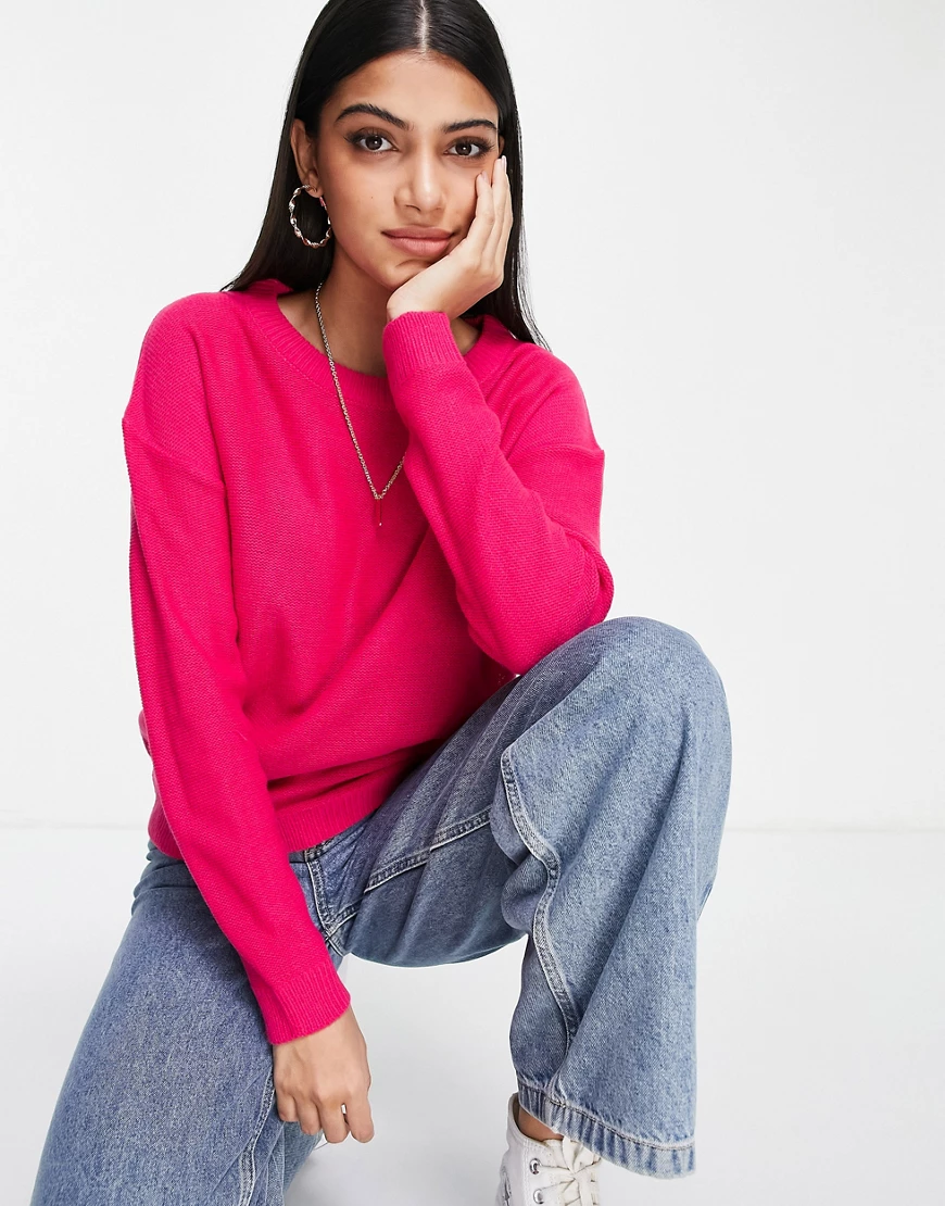 Brave Soul – Grunge – Oversize-Pullover mit Rundhalsausschnitt-Rosa günstig online kaufen