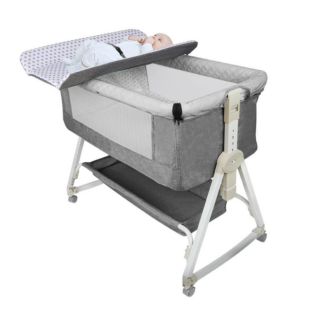 JEOBEST Beistellbett 3 in 1 Babybett & Babywiege & Reisebett, mit Rollen Ki günstig online kaufen