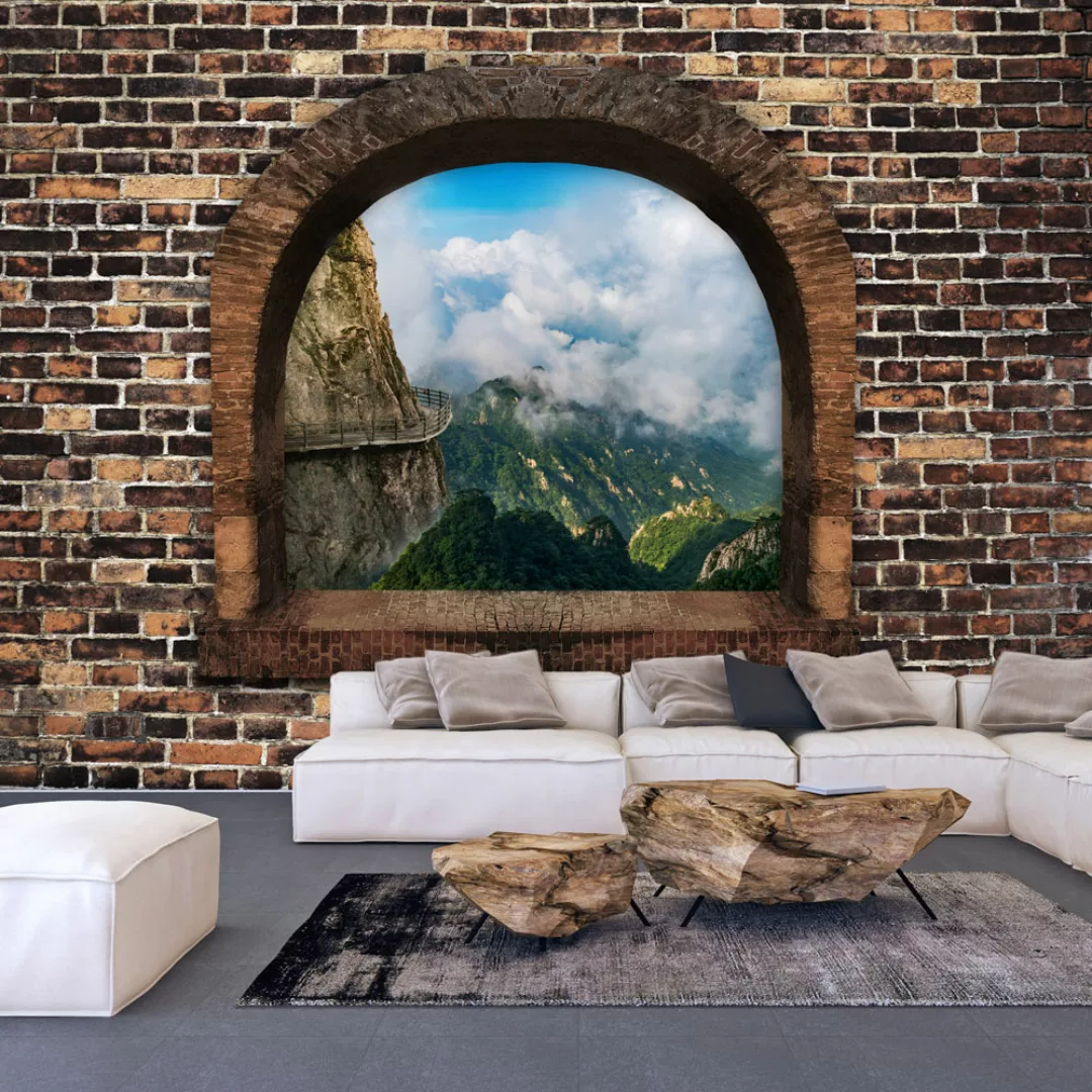 Selbstklebende Fototapete - Stony Window: Mountains günstig online kaufen