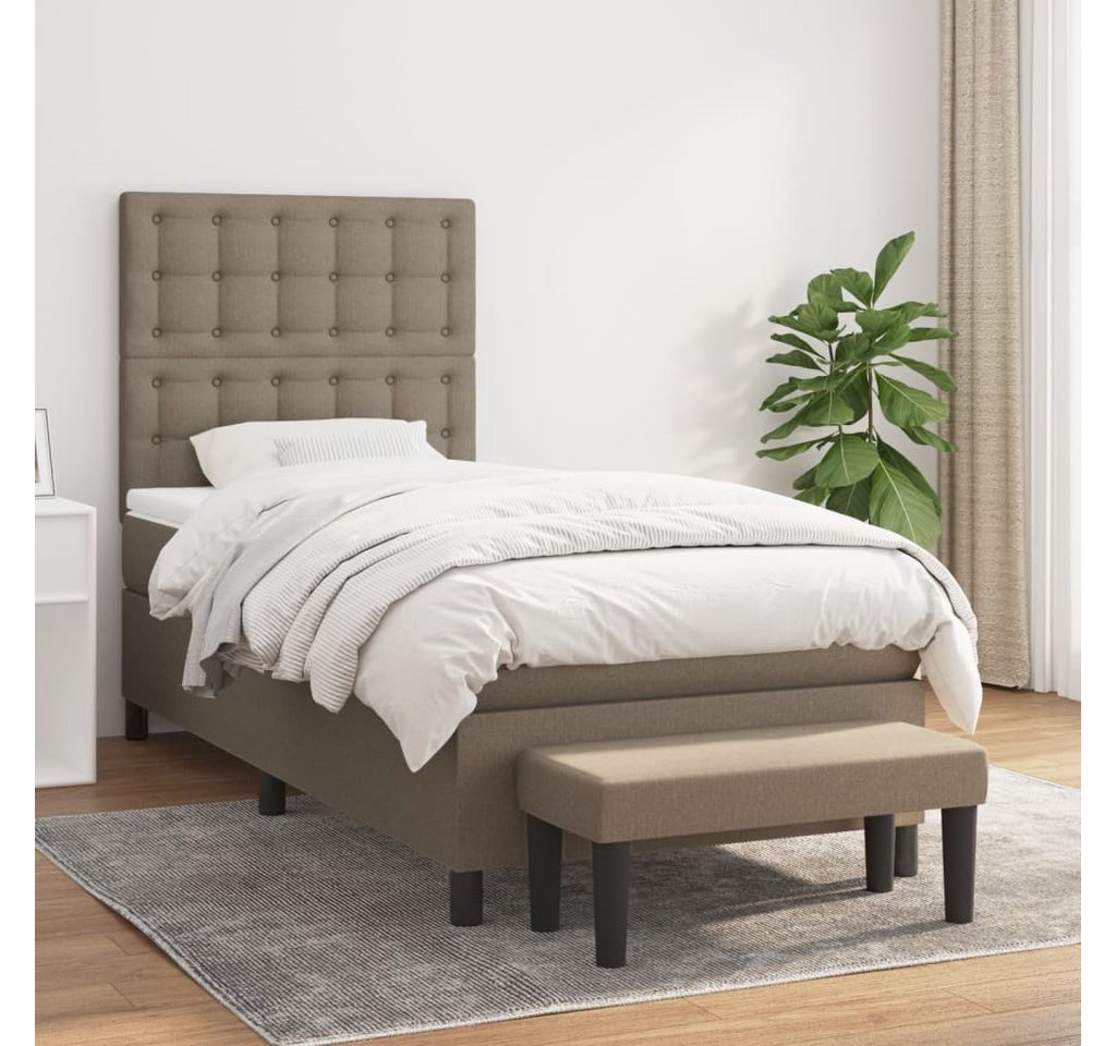 vidaXL Boxspringbett Boxspringbett mit Matratze Taupe 100x200 cm Stoff Bett günstig online kaufen