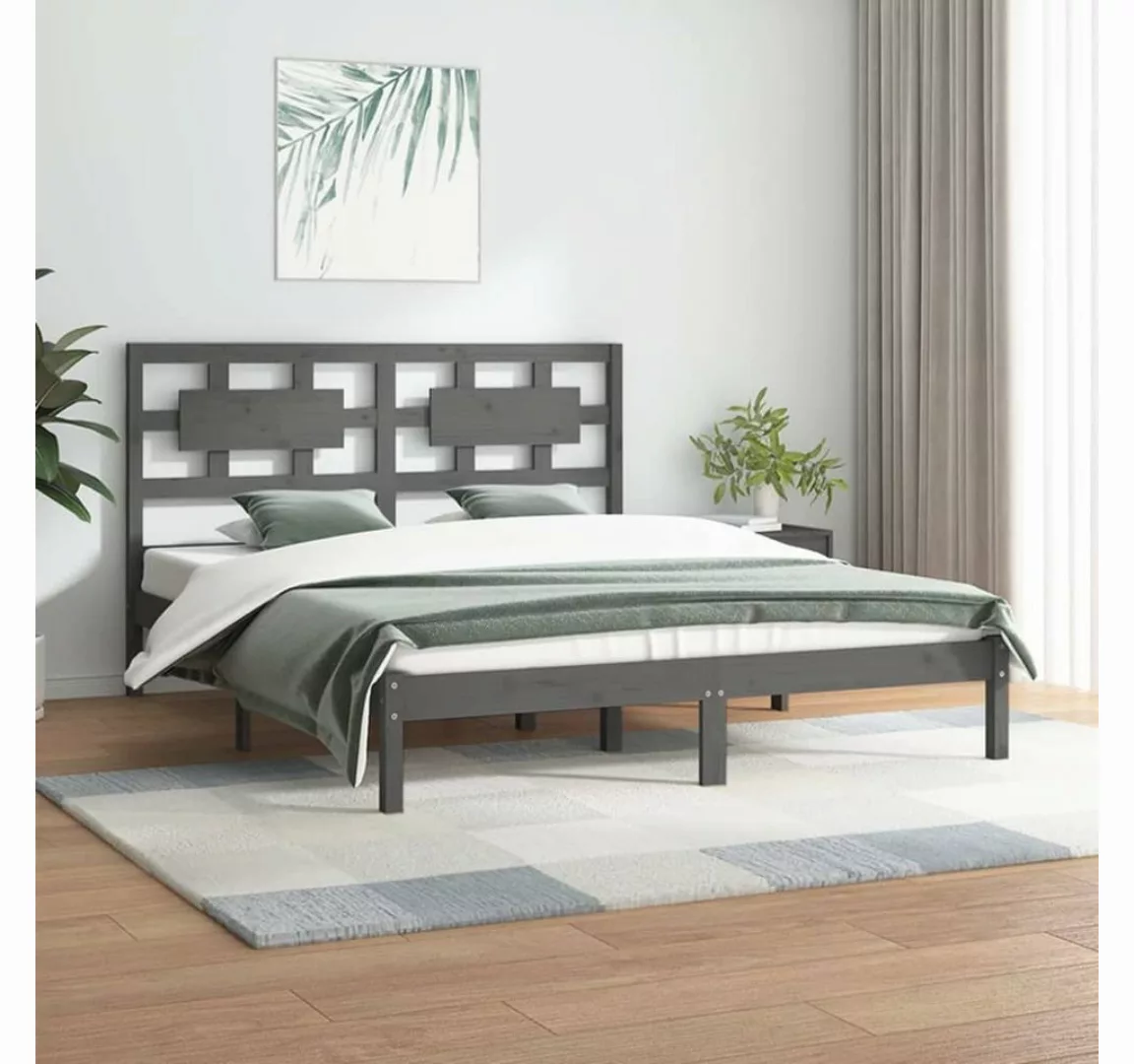 furnicato Bett Massivholzbett Grau Kiefer 160x200 cm günstig online kaufen