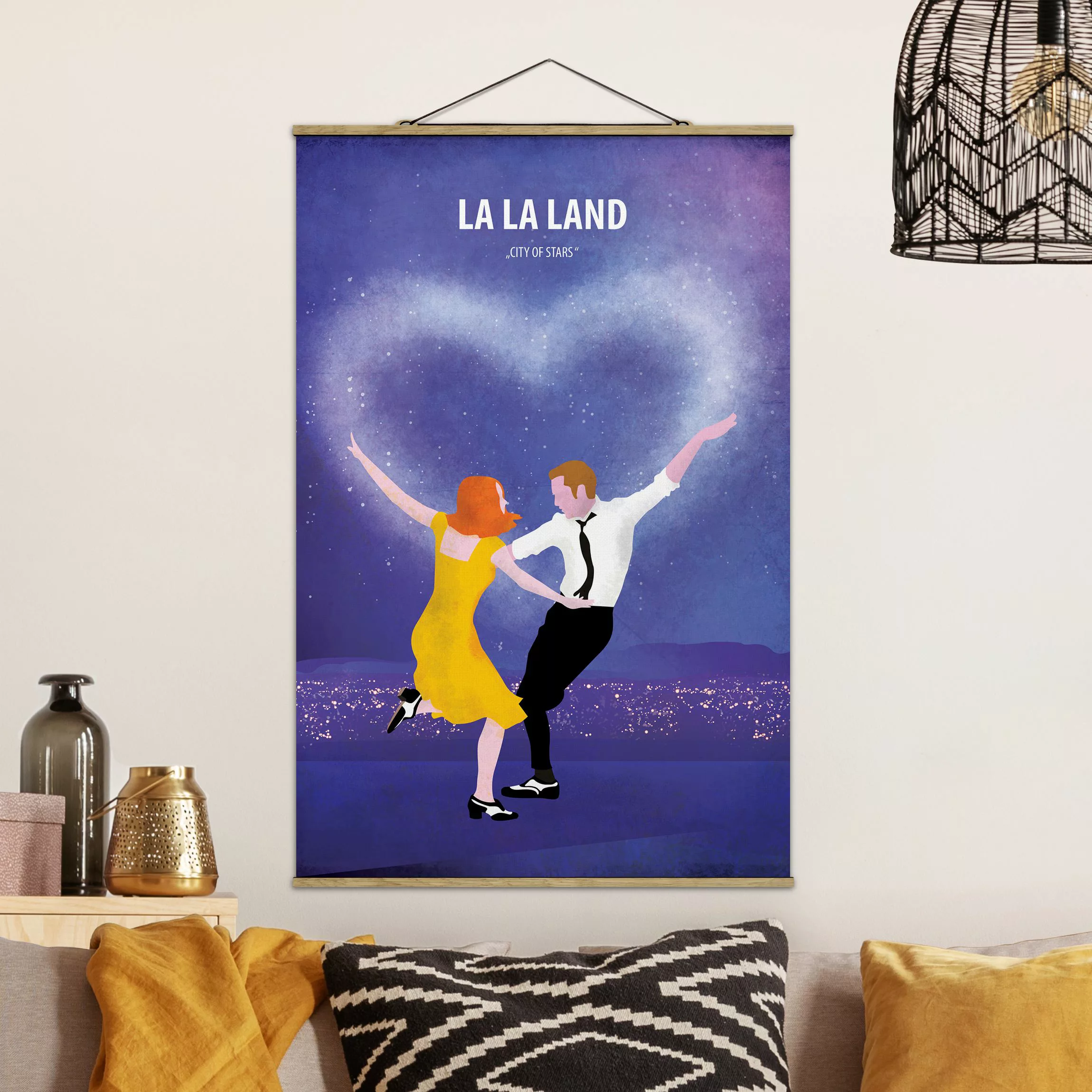 Stoffbild Portrait mit Posterleisten - Hochformat Filmposter La La Land günstig online kaufen
