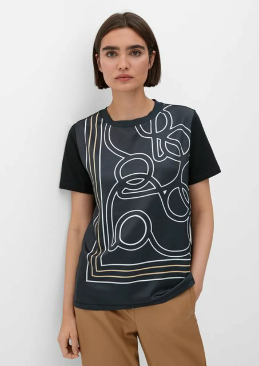 s.Oliver BLACK LABEL Kurzarmshirt T-Shirt im Fabricmix günstig online kaufen
