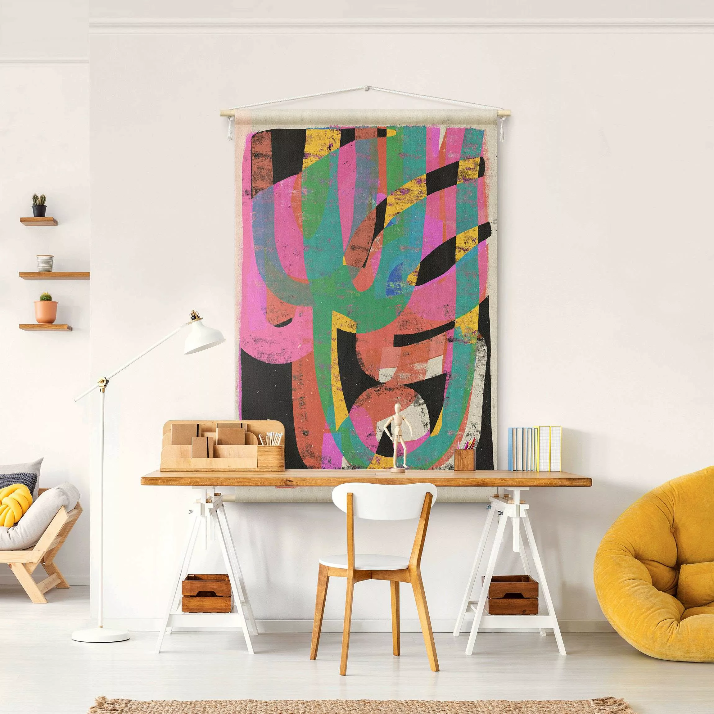 Wandteppich Farbenfrohe Formen günstig online kaufen