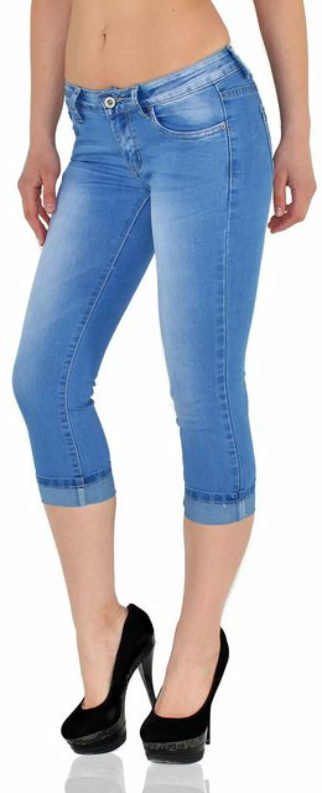 ESRA Caprijeans Damen 3/4 Jeans Hüftjeans niedrige Leibhöhe Damen 3/4 Hose günstig online kaufen