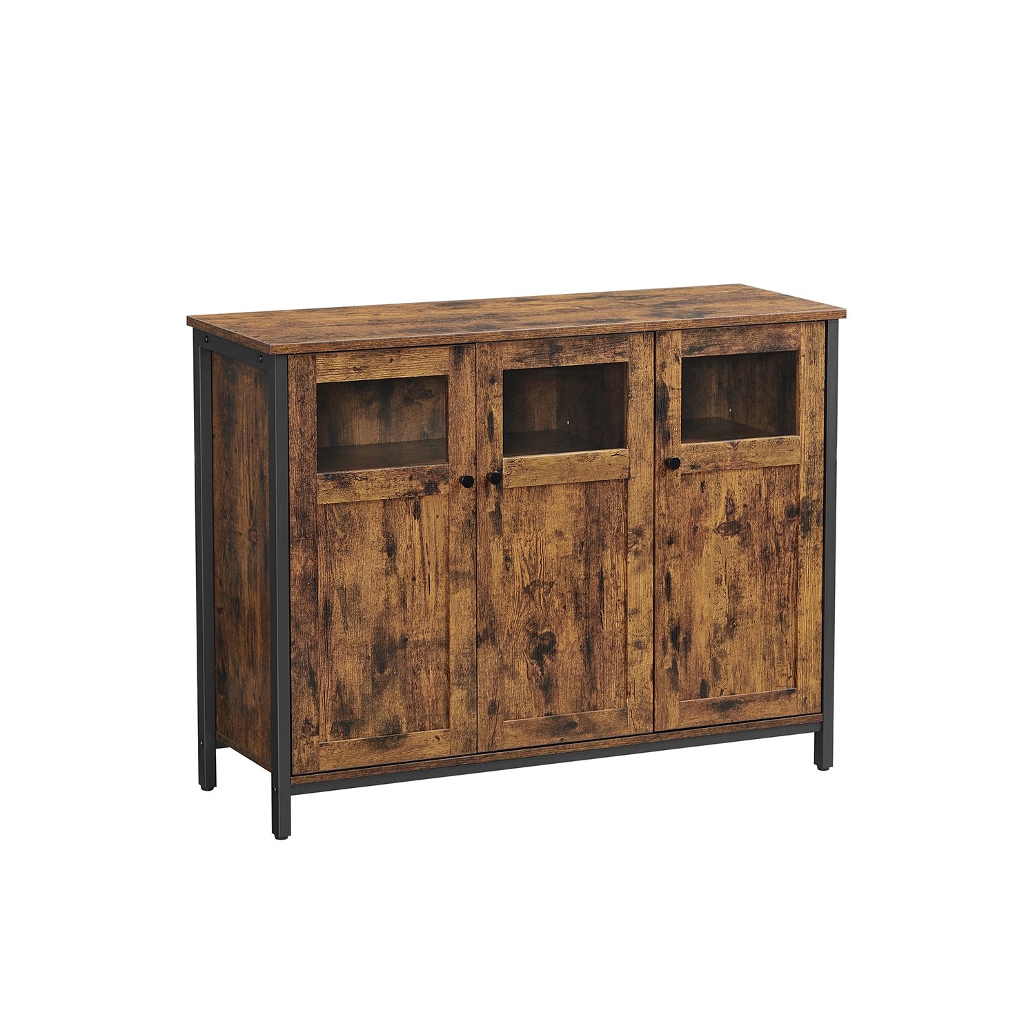 Vasagle Sideboard mit Glastüren 35 cm x 110 cm x 75 cm Braun-Schwarz günstig online kaufen