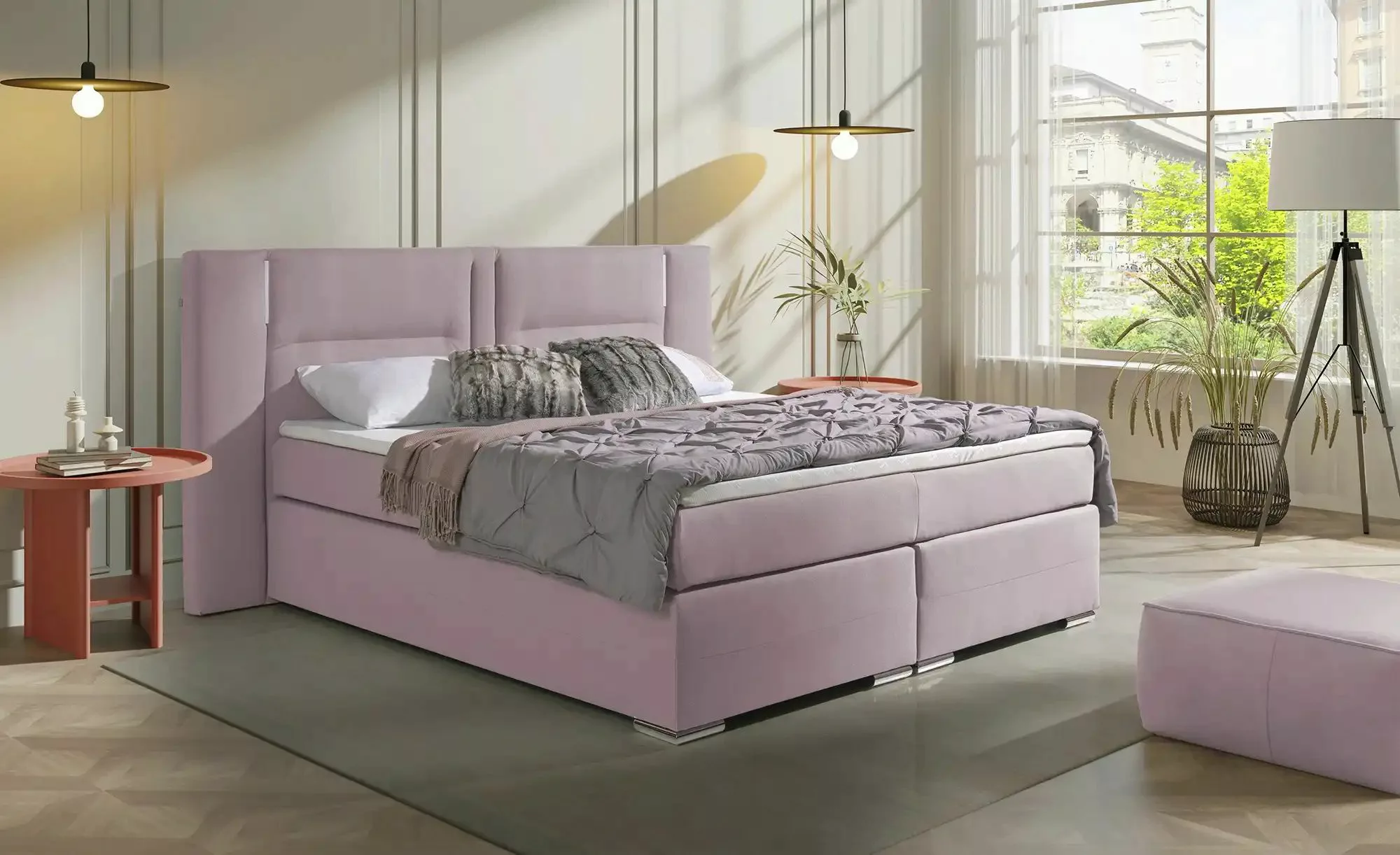 uno Boxspringbett  Aston ¦ rosa/pink ¦ Maße (cm): B: 193 H: 120 Betten > Ei günstig online kaufen