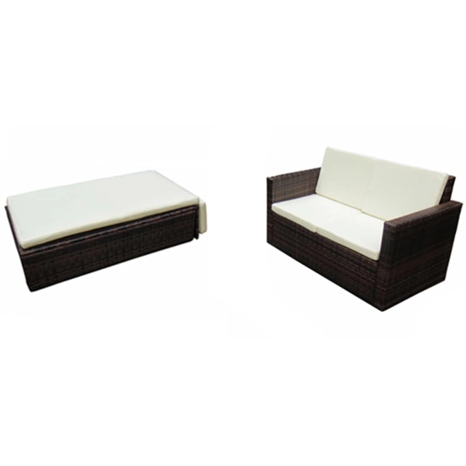 2-tlg. Garten-lounge-set Mit Auflagen Poly Rattan Braun günstig online kaufen