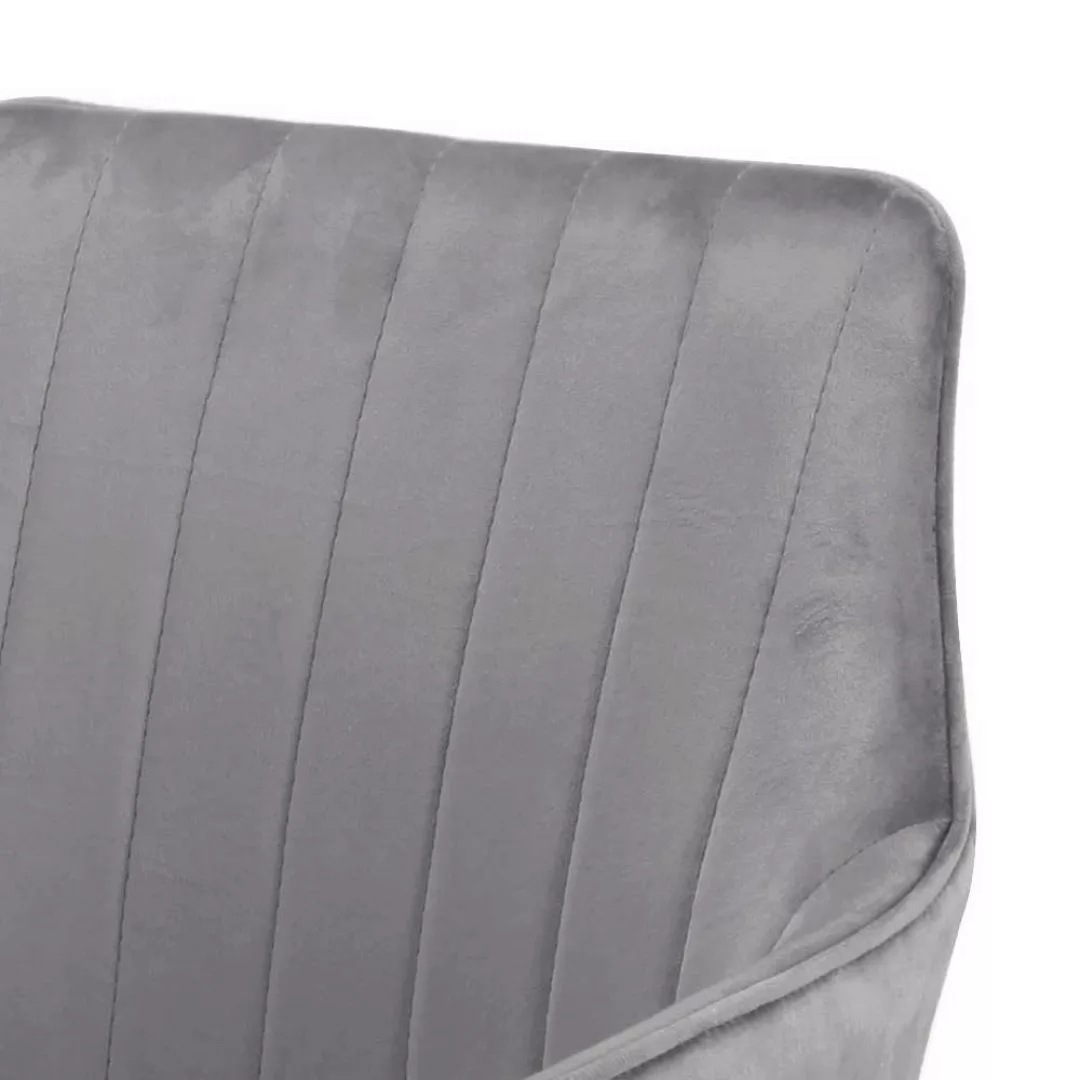 Esszimmerarmlehnstuhl Set grau aus Samt Gestell aus Metall (2er Set) günstig online kaufen