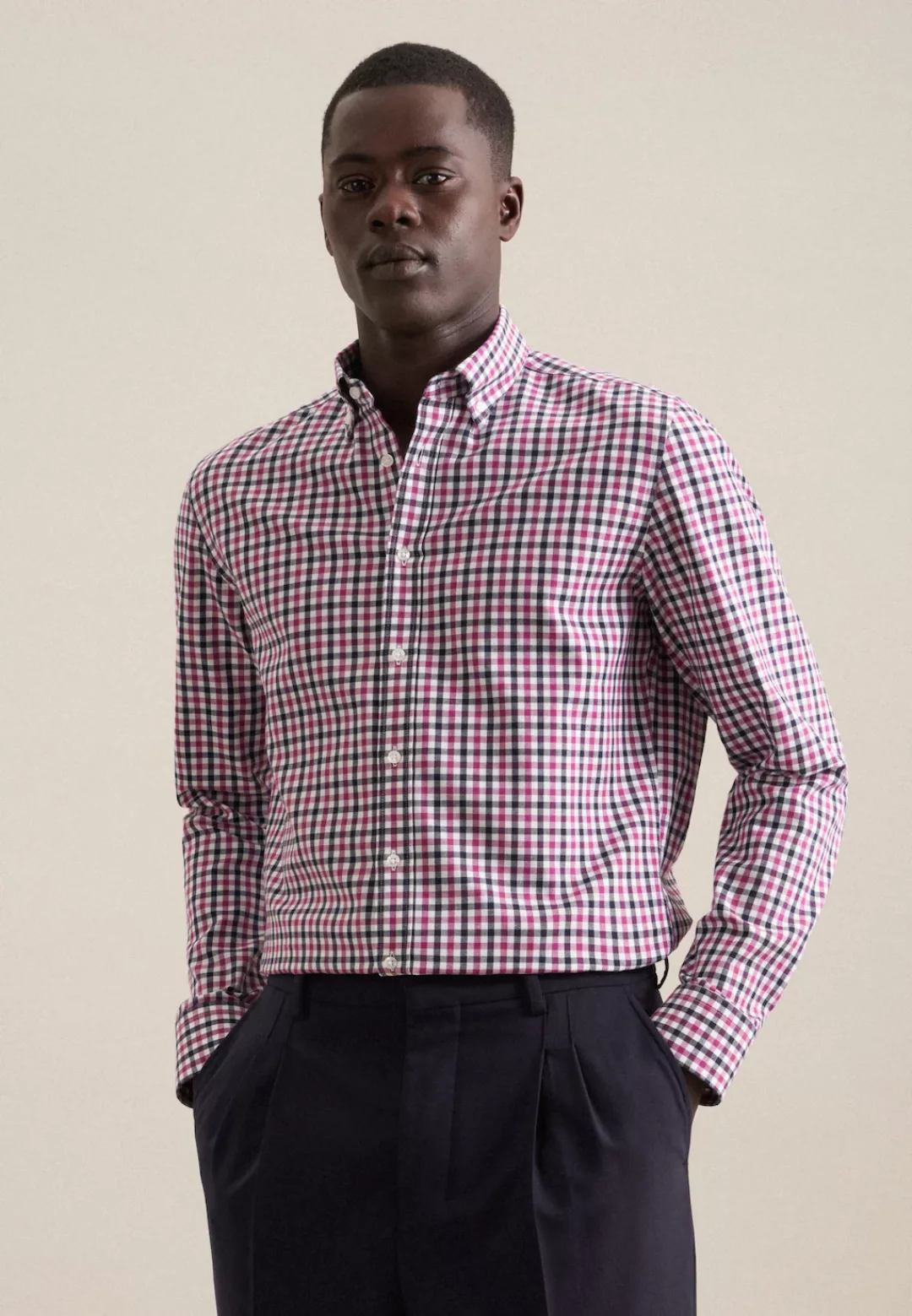 seidensticker Flanellhemd "Slim", Slim Langarm Button-Down-Kragen Karo günstig online kaufen