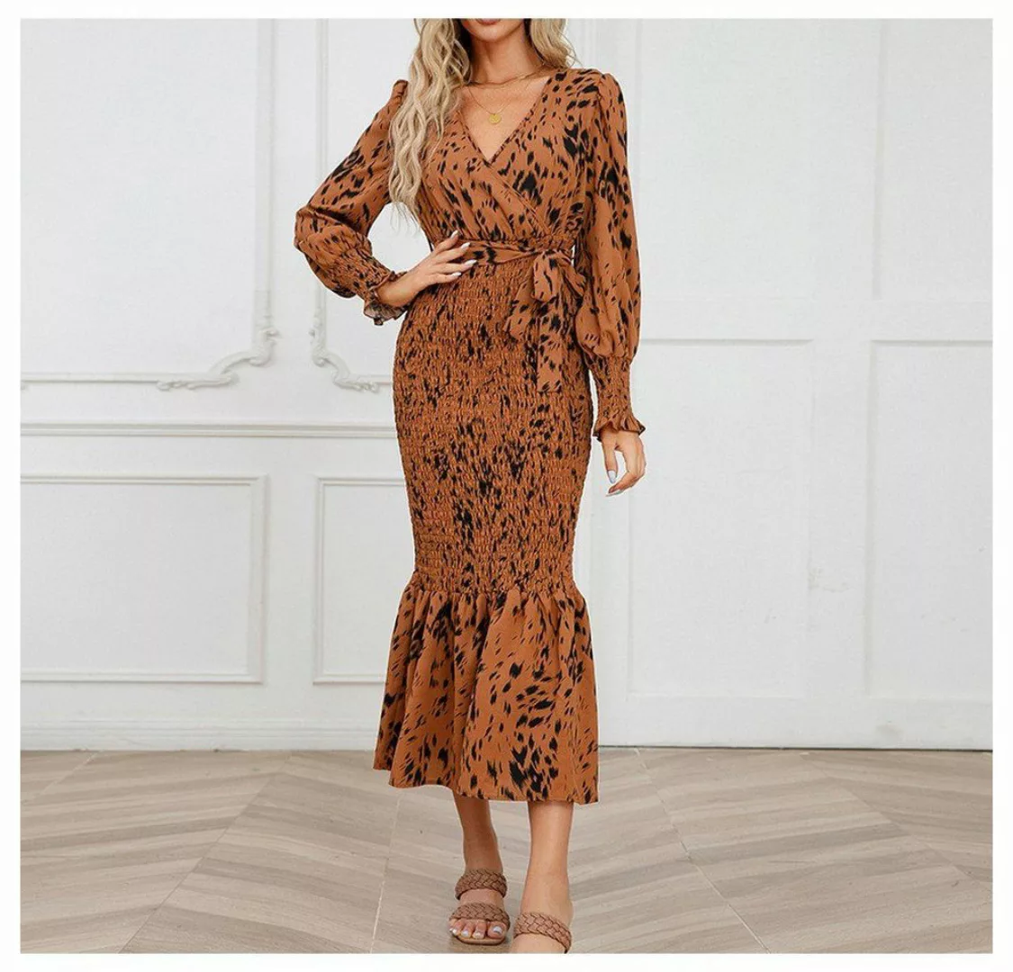 AFAZ New Trading UG Wickelkleid Langärmeliges Kleid mit Schwalbenschwanz-Sa günstig online kaufen