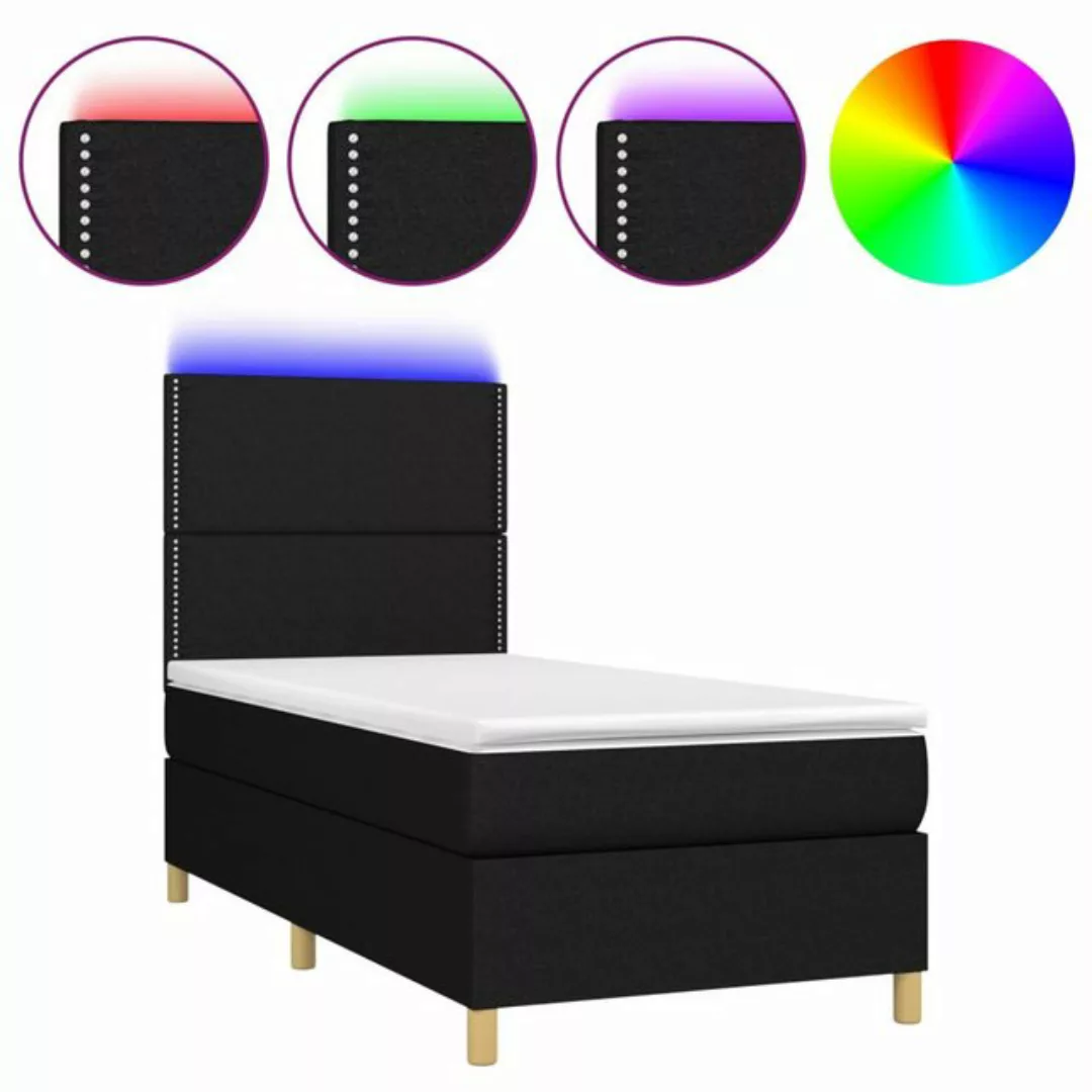 vidaXL Boxspringbett (90 x 190 cm, mit Nieten, Schwarz), mit LED günstig online kaufen