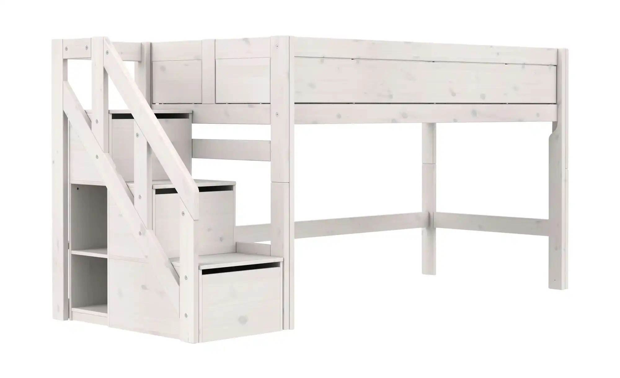 Lifetime halbhohes Bett mit Treppe 120cm  Basis ¦ weiß ¦ Maße (cm): B: 257 günstig online kaufen