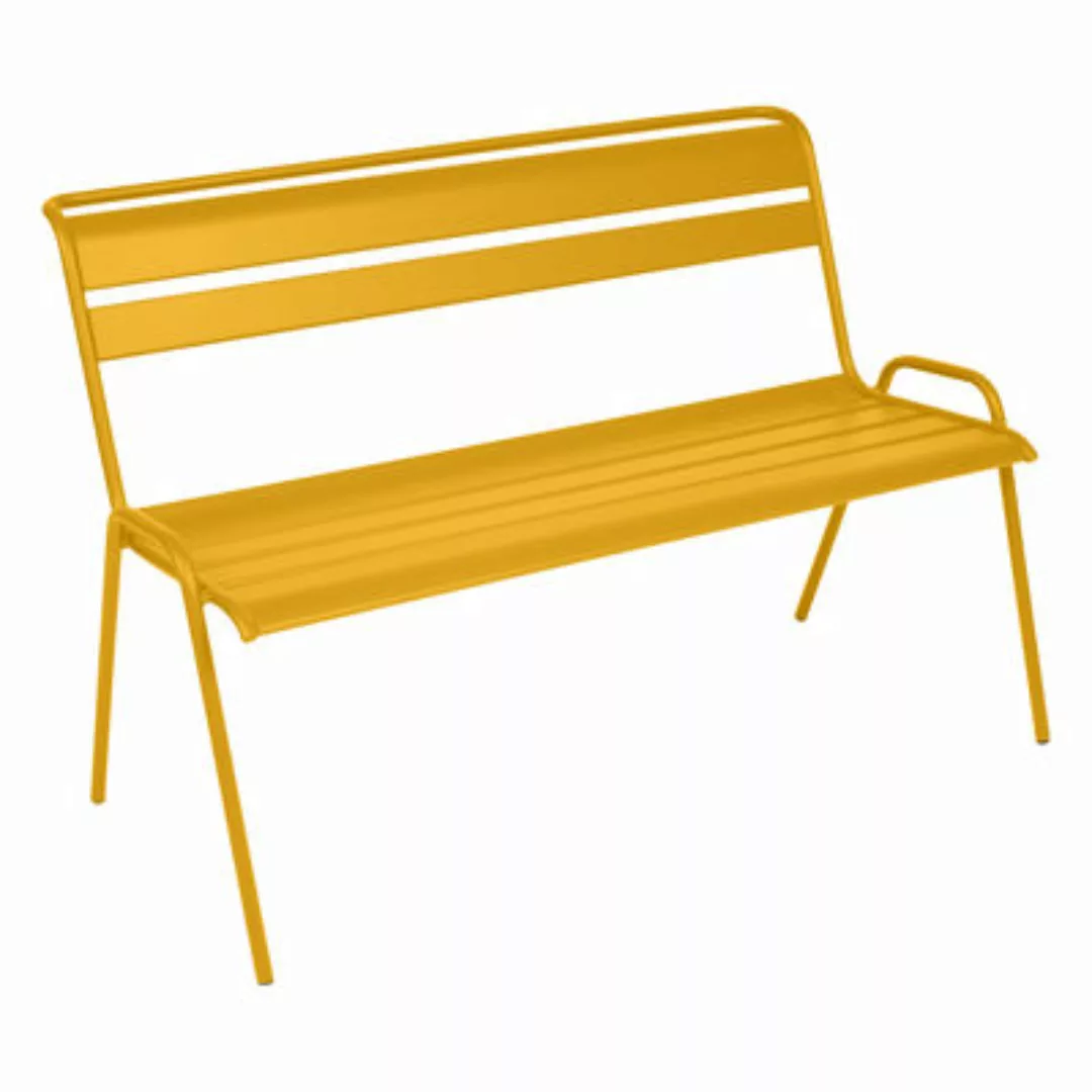 Bank mit Rückenlehne Monceau metall gelb / 2- bis 3-Sitzer - l 116 cm - Fer günstig online kaufen