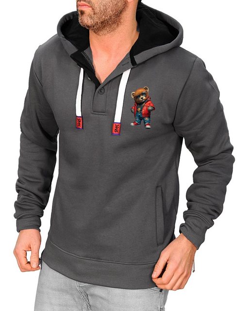 RMK Kapuzenpullover Herren Hoodie Longsleeve mit Gangster Bärenmotiv mit Ka günstig online kaufen