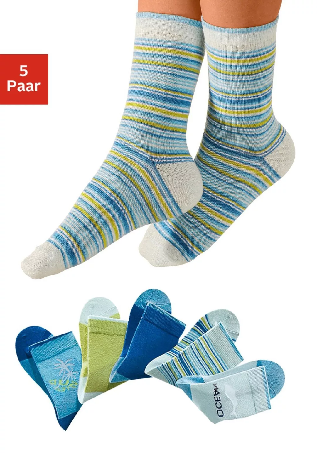 H.I.S Socken, (Packung, 5 Paar), mit verstärkter Ferse & Spitze günstig online kaufen