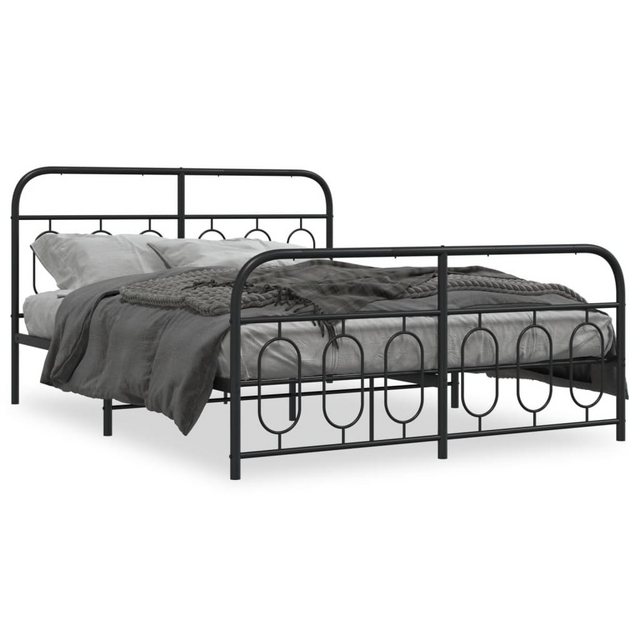 vidaXL Bett, Bettgestell mit Kopf- und Fußteil Metall Schwarz 135x190 cm günstig online kaufen