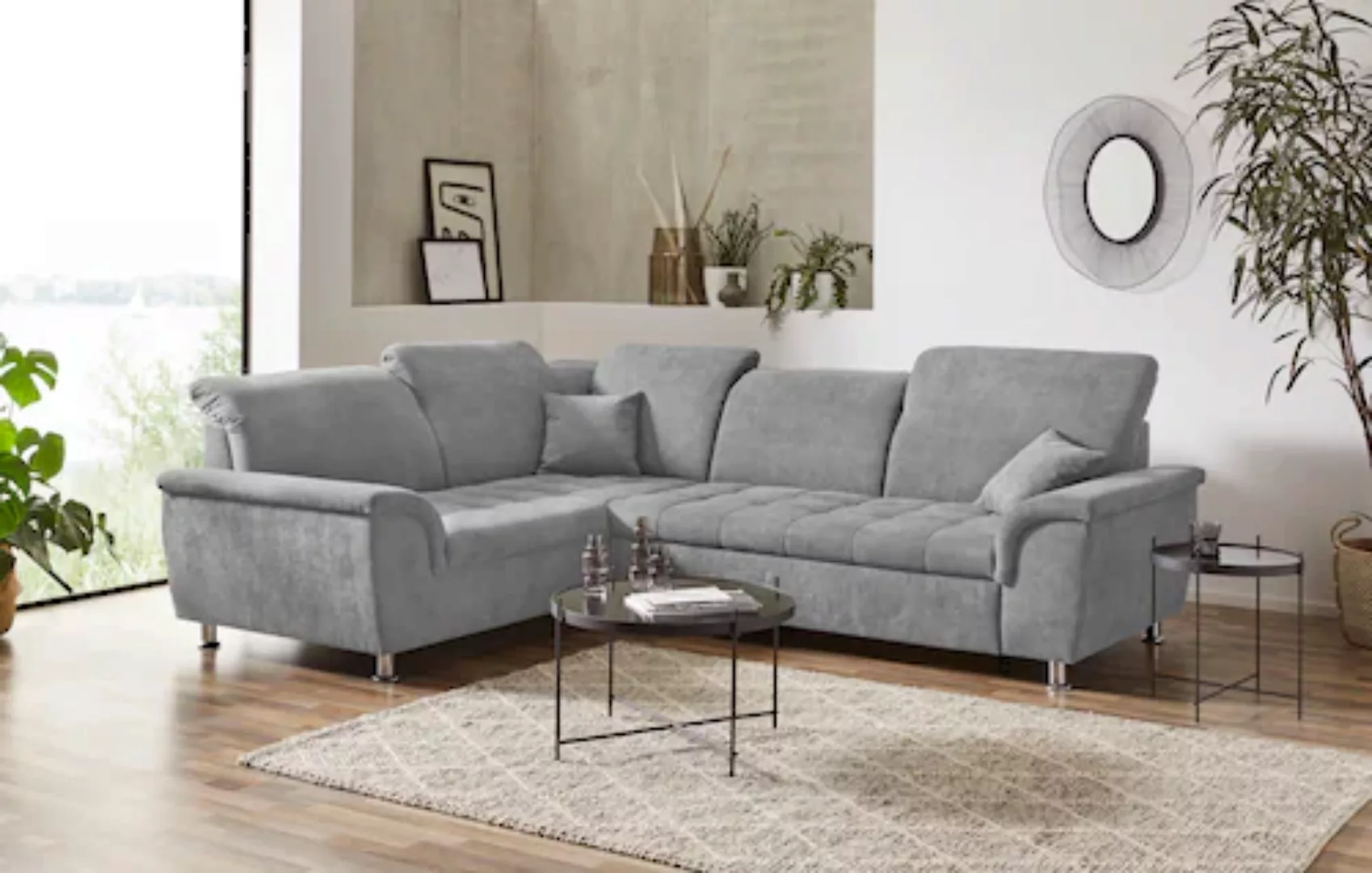 DOMO collection Ecksofa "Franzi L-Form", wahlweise mit Kopfteilverstellung günstig online kaufen