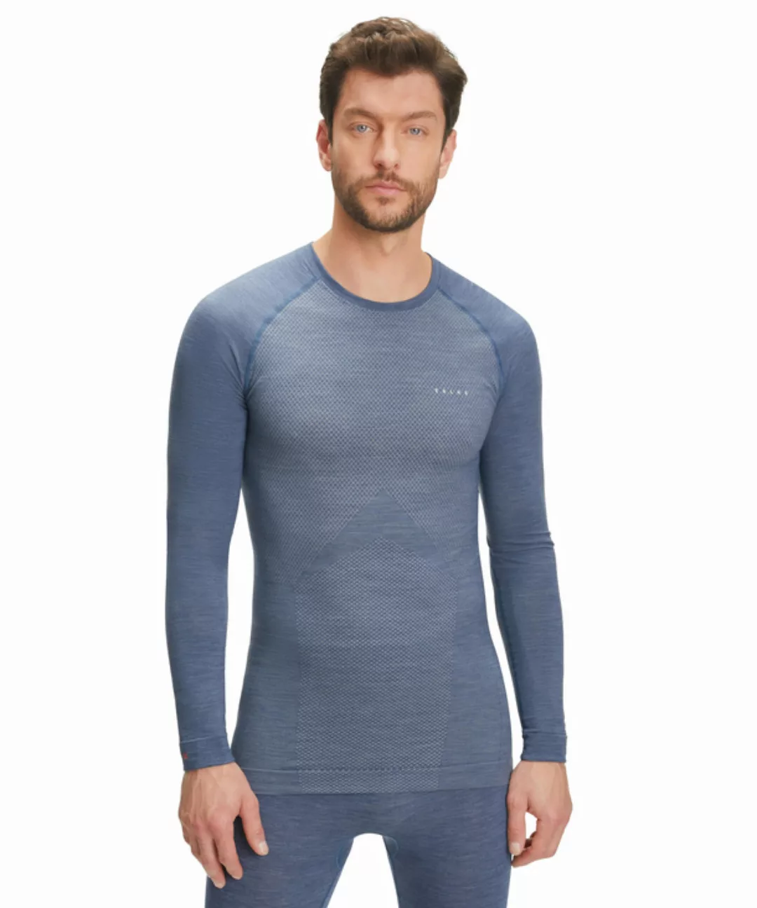 FALKE Herren Langarmshirt Wool-Tech Light, XXL, Blau, Uni, Schurwolle, 3323 günstig online kaufen