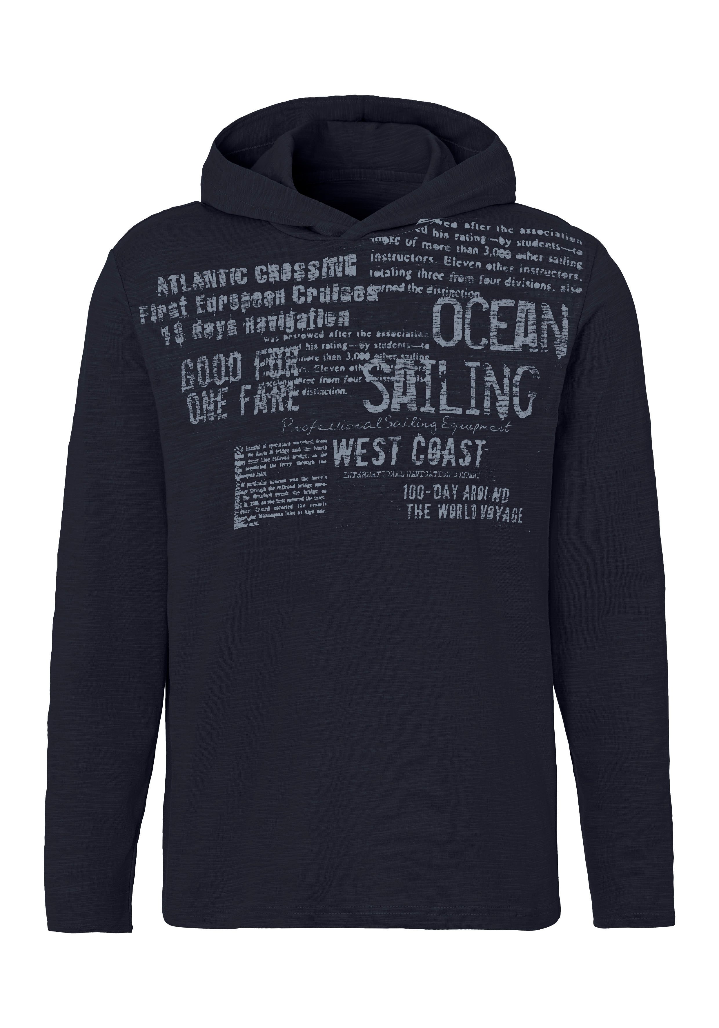 John Devin Kapuzenshirt, Langarmshirt bedruckt mit Kapuze aus strukturierte günstig online kaufen