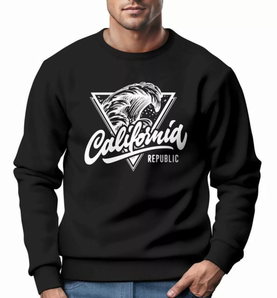 Neverless Sweatshirt Sweatshirt Herren California Republic Surfer Print Wel günstig online kaufen