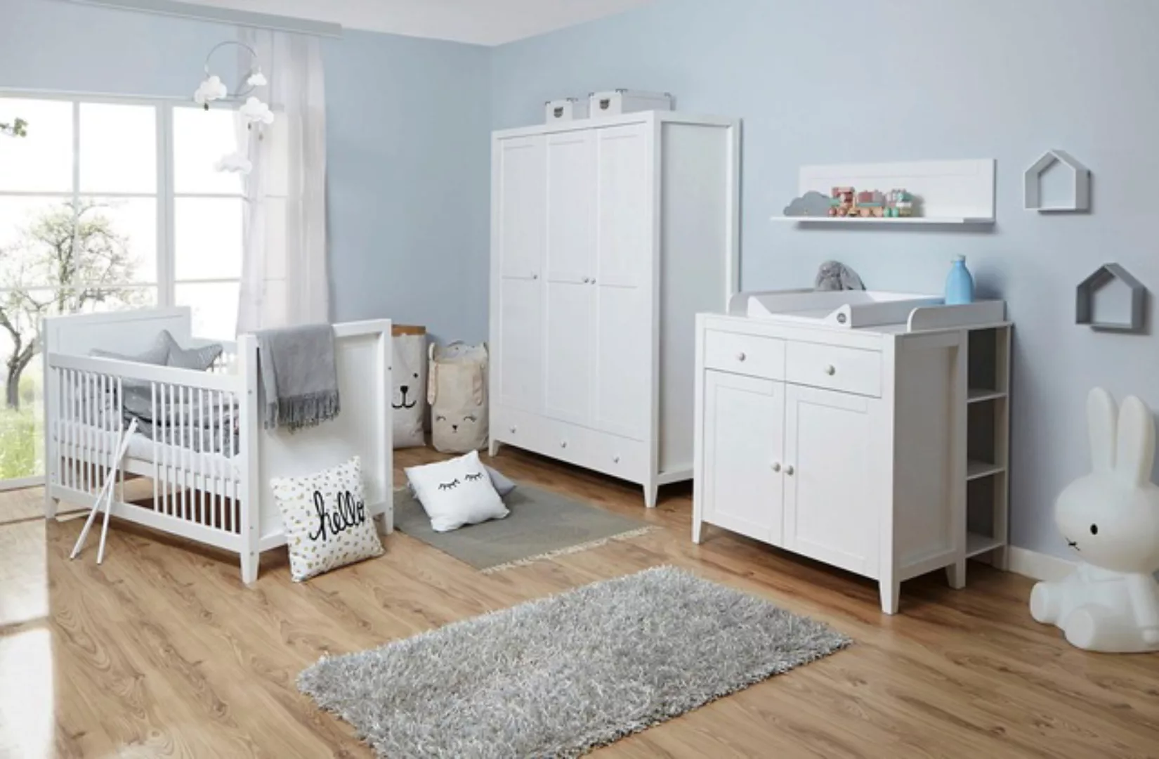 Ticaa Babyzimmer-Komplettset "Rosa", (Set, 5 tlg., Bett + Wickelkommode + S günstig online kaufen