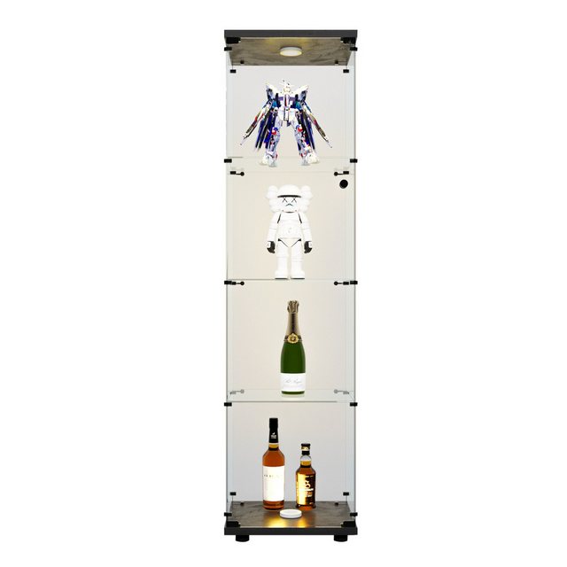 FUROKOY Glasvitrine Standvitrine, Modern Glas Vitrinenschrank mit Beleuchtu günstig online kaufen