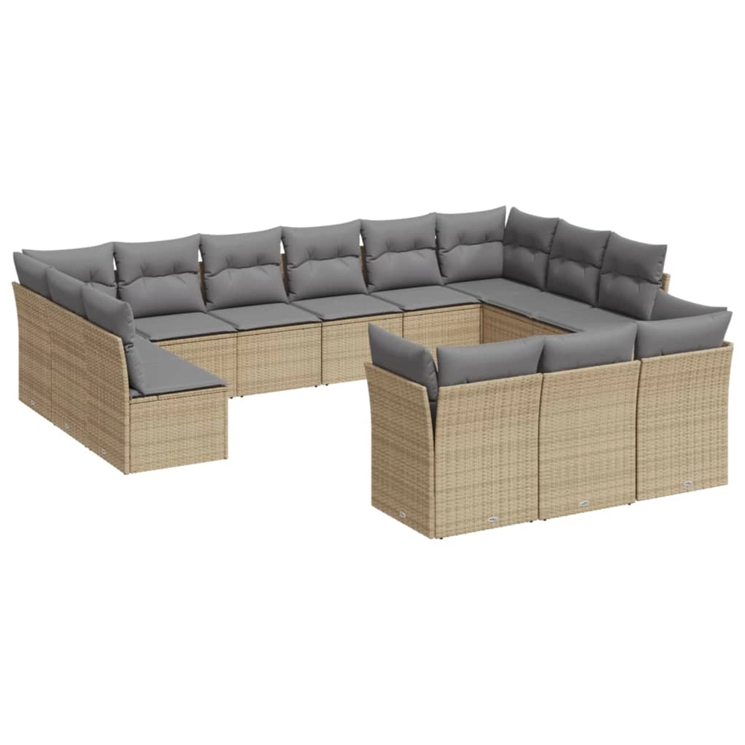 vidaXL 13-tlg Garten-Sofagarnitur mit Kissen Beige Poly Rattan Modell 3 günstig online kaufen