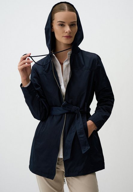 Jimmy Key Trenchcoat Marineblau Kapuze Trenchcoat mit Schnürung um Taille günstig online kaufen