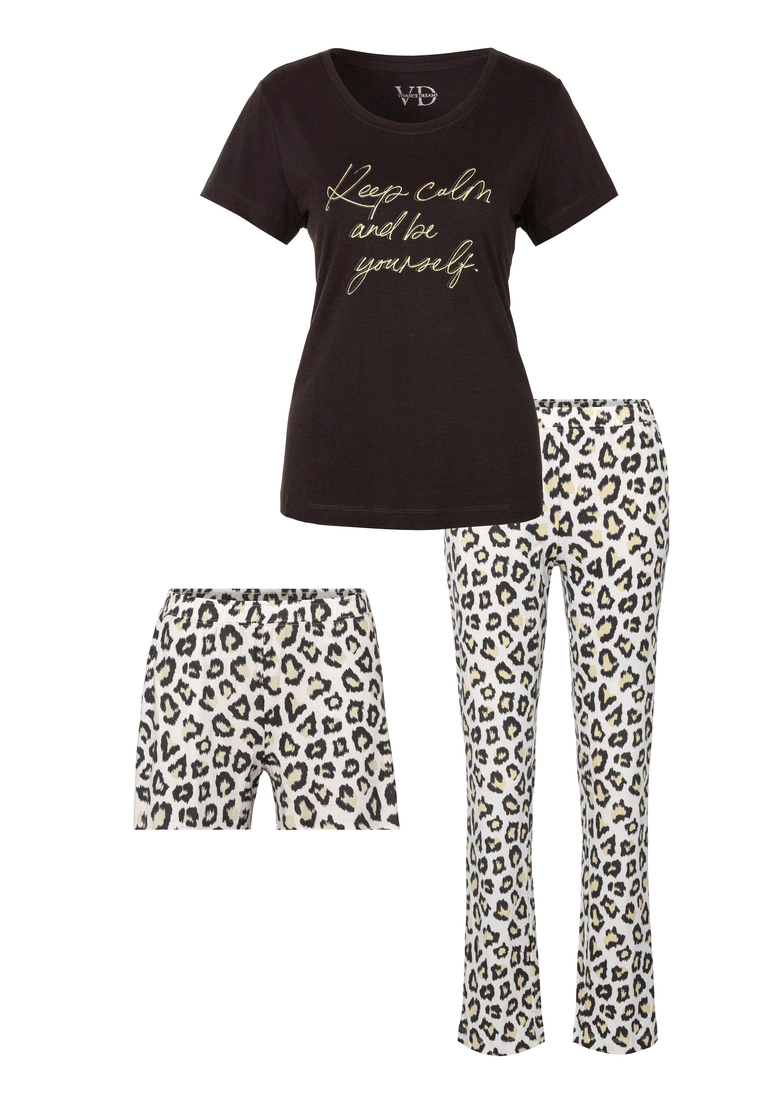 Vivance Dreams Pyjama, (Packung, 3 teilig), mit Leo-Print günstig online kaufen