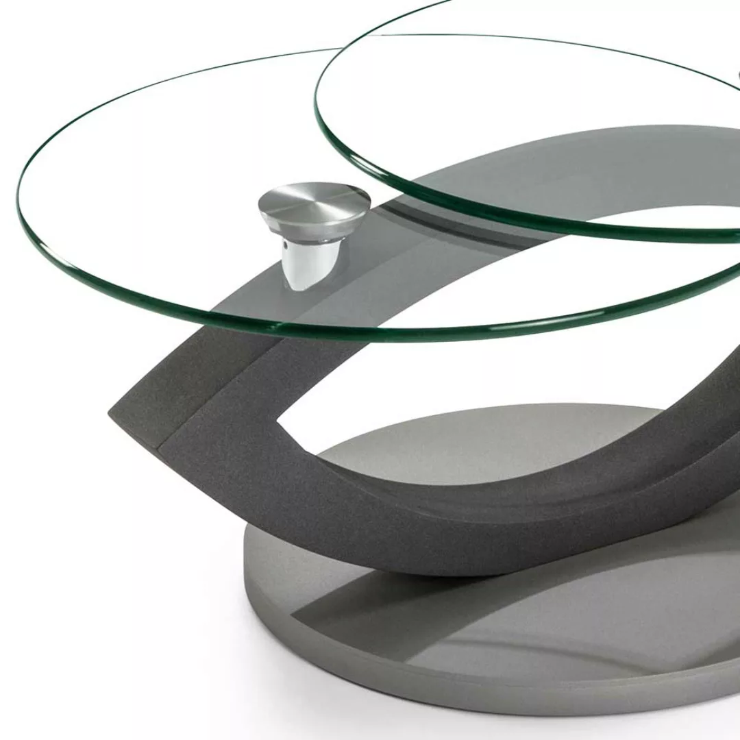 Design Sofatisch in Grau zwei runden Glasplatten günstig online kaufen