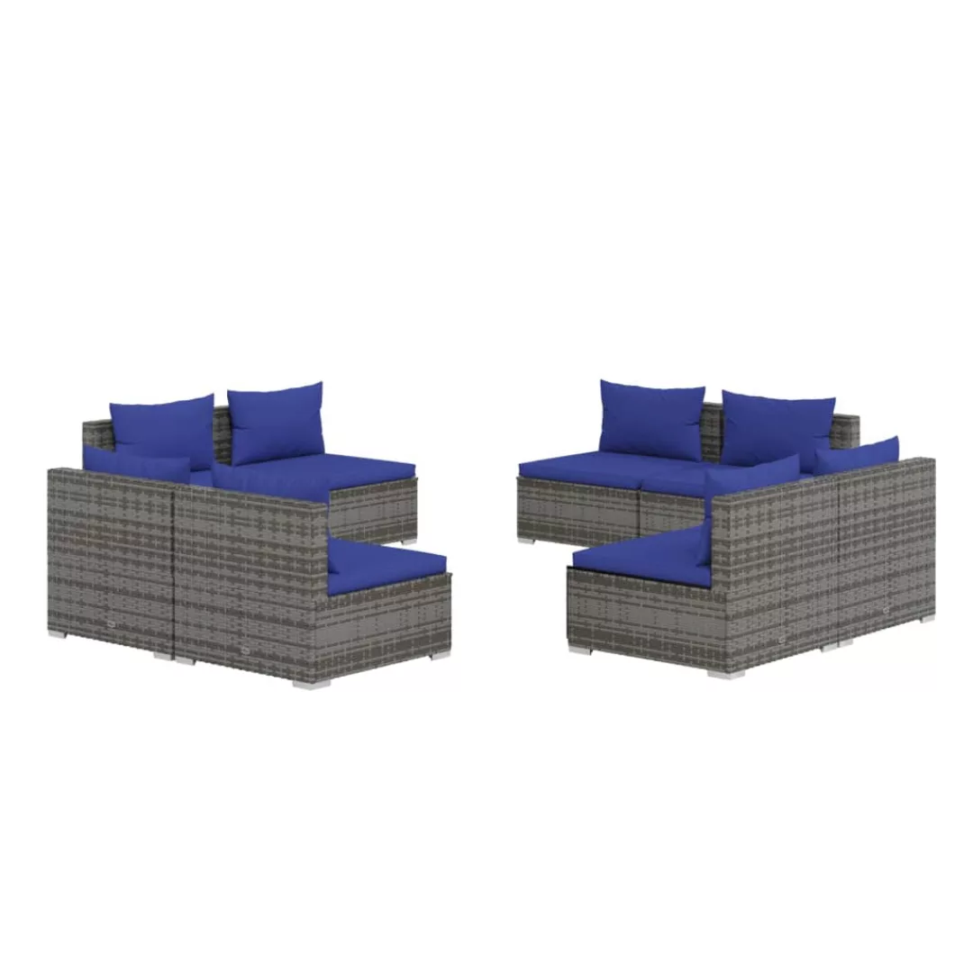 Vidaxl 8-tlg. Garten-lounge-set Mit Kissen Poly Rattan Grau günstig online kaufen