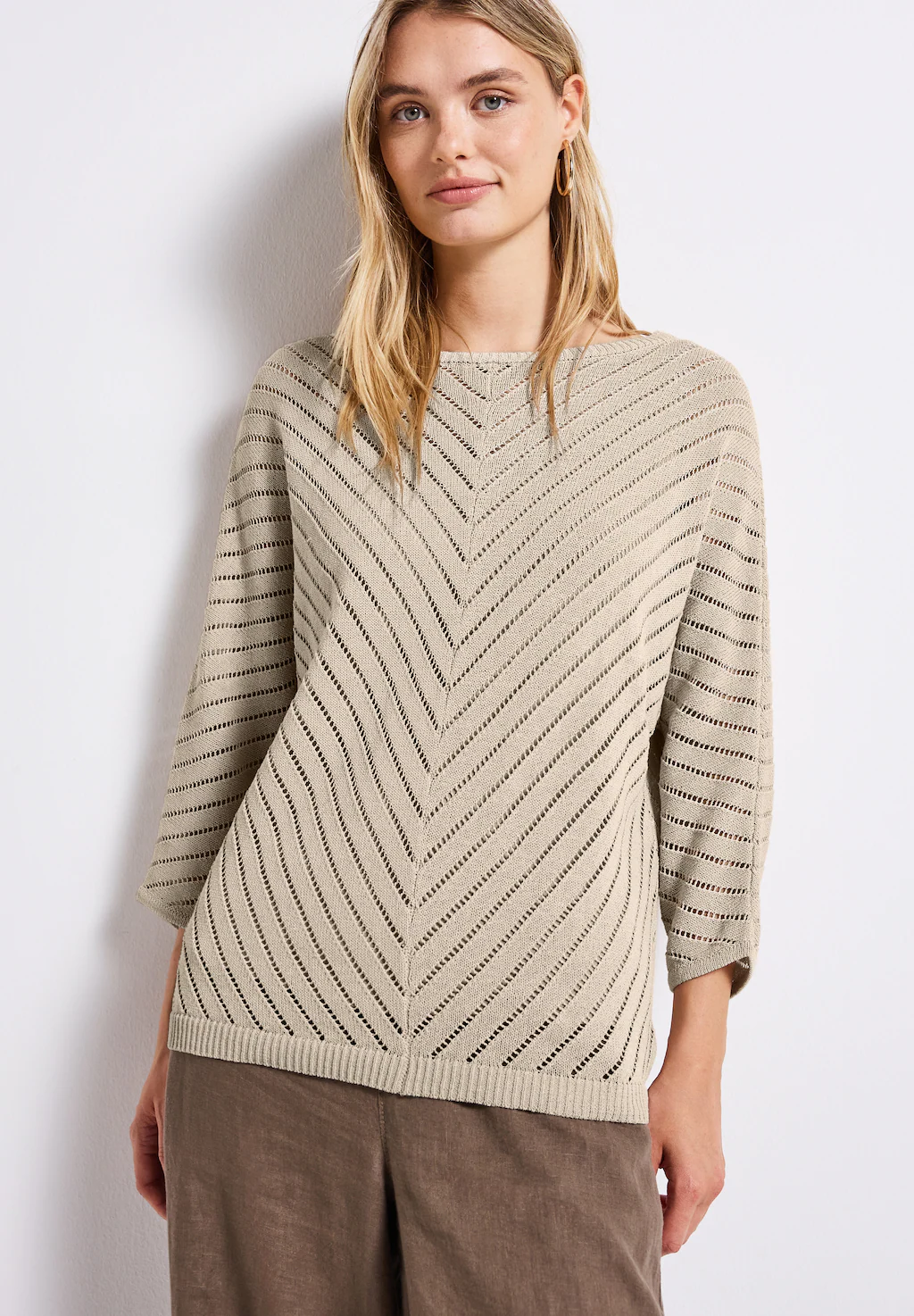 STREET ONE Strickpullover, mit durchscheinenden Häkel-Details und grafische günstig online kaufen