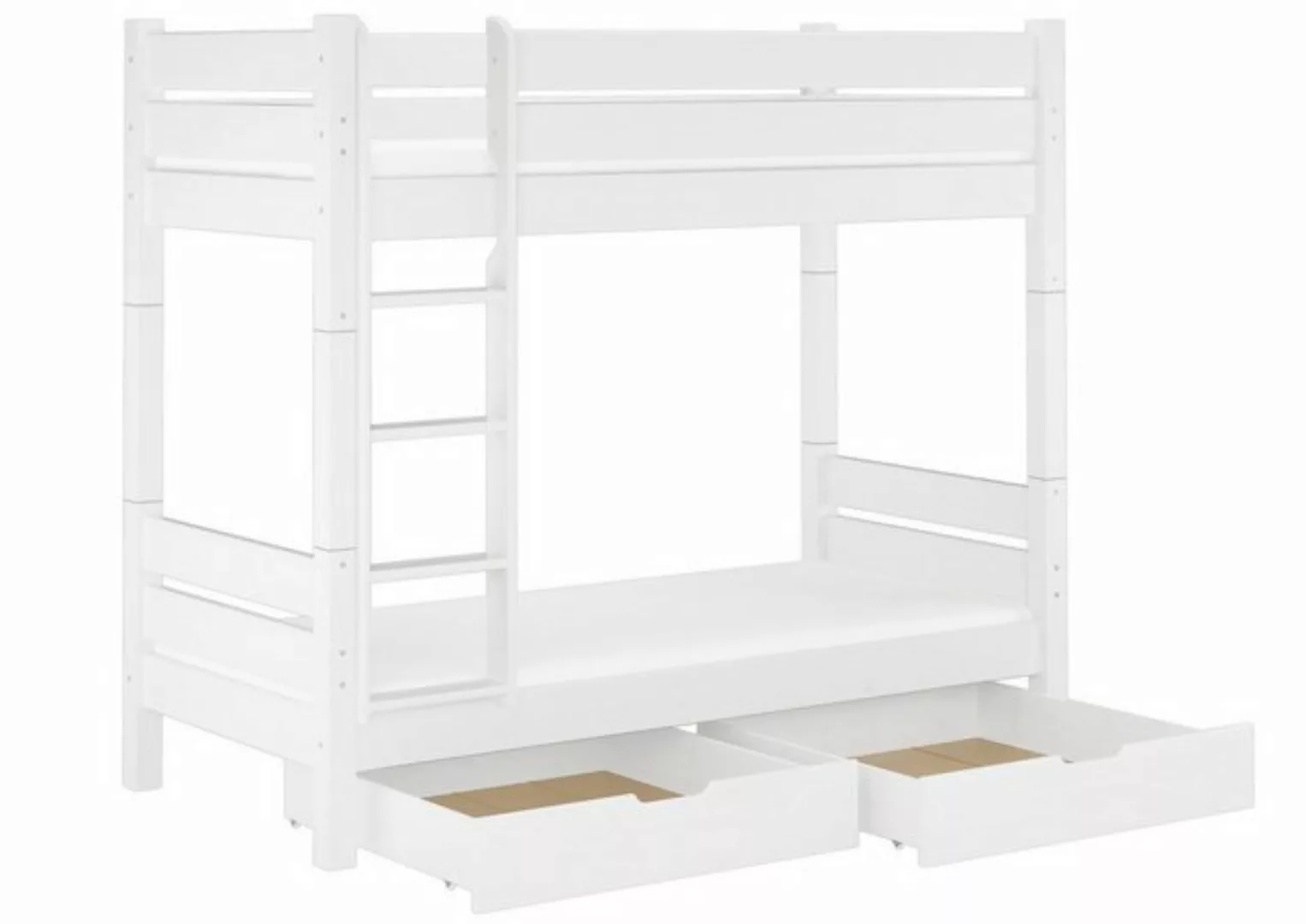 ERST-HOLZ Etagenbett Stockbett weiß Kiefer 90x200 Rollrost Matratze Bettkas günstig online kaufen