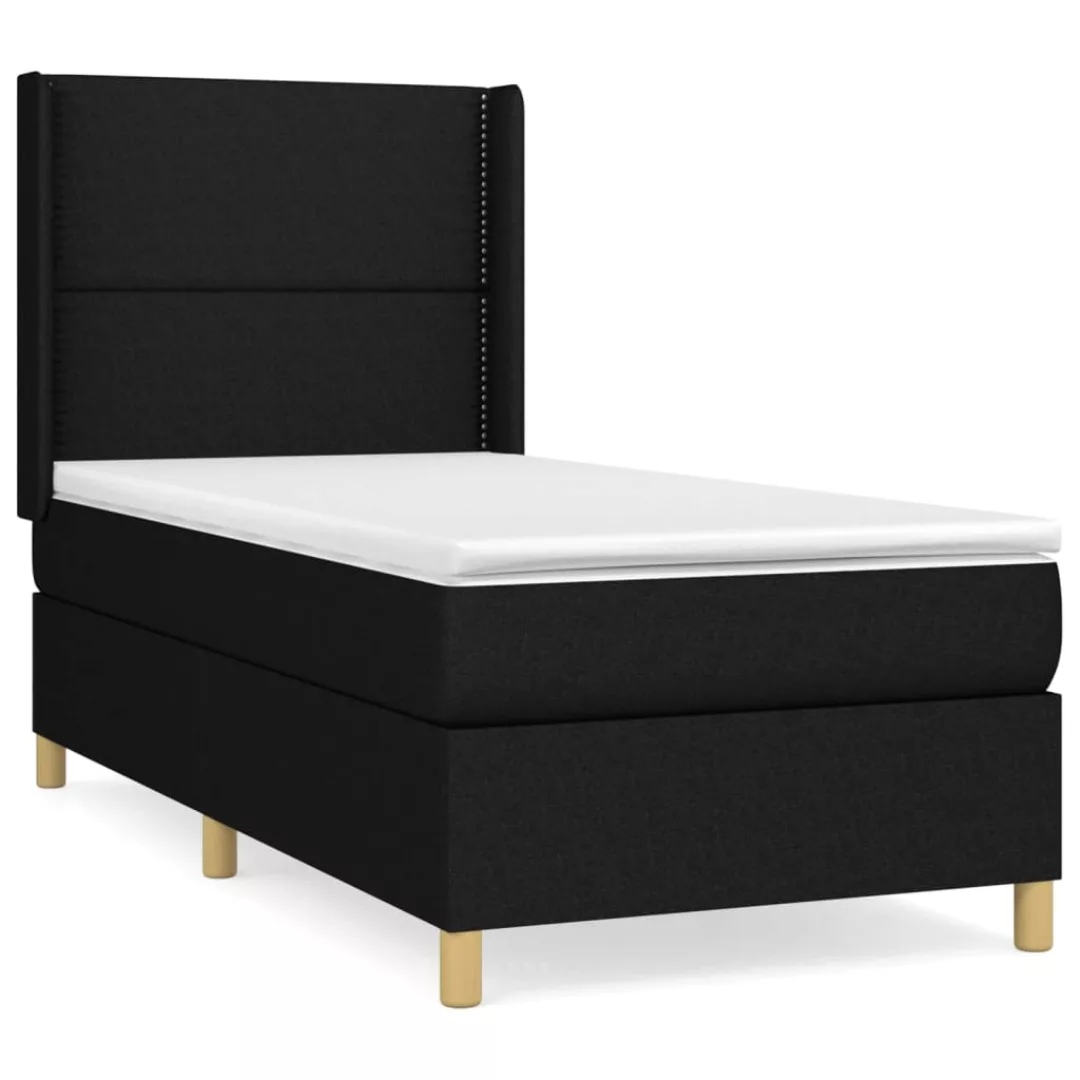 Vidaxl Boxspringbett Mit Matratze Schwarz 90x200 Cm Stoff günstig online kaufen