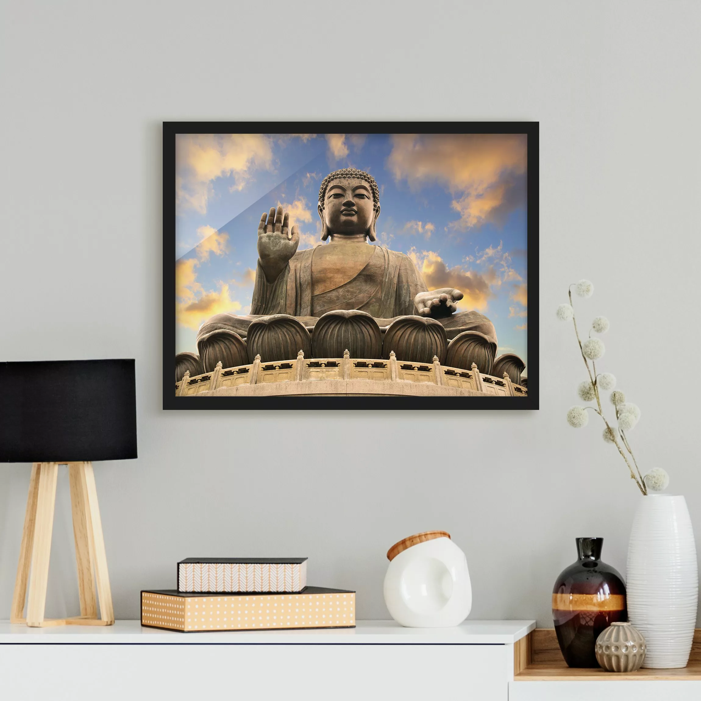 Bild mit Rahmen - Querformat Großer Buddha günstig online kaufen