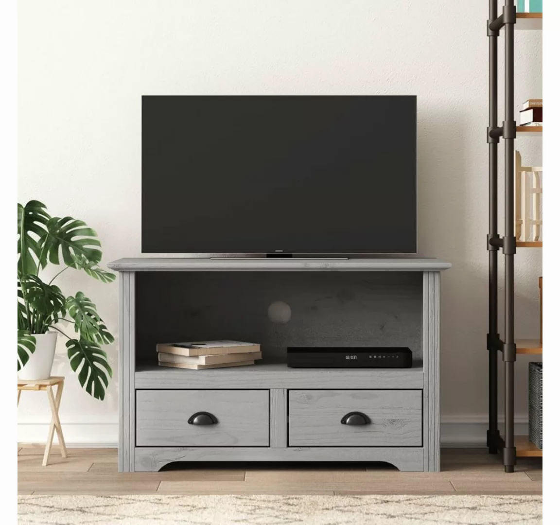 furnicato TV-Schrank mit 2 Schubladen Grau 91x43x56 cm Massivholz Kiefer günstig online kaufen
