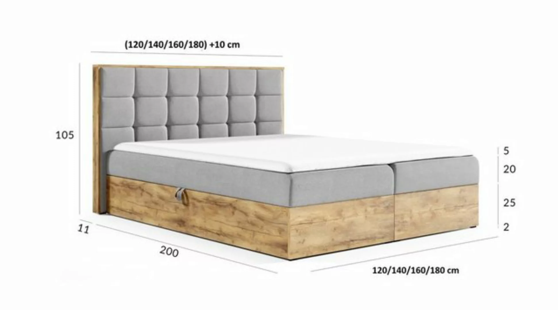 Fun Möbel Boxspringbett Boxspringbett Schlafzimmerbett KALYPSO Überlänge in günstig online kaufen