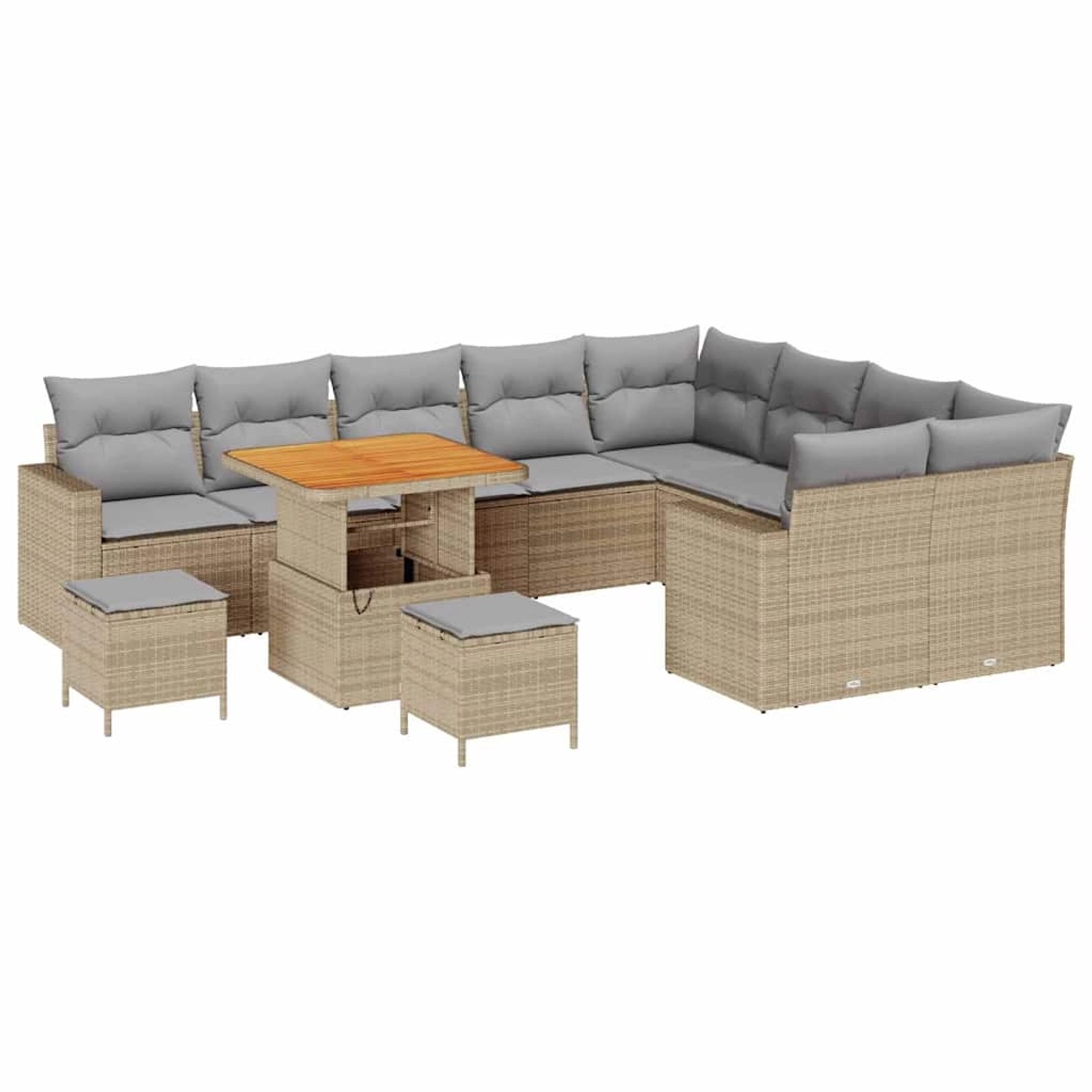 vidaXL Garten-Sofa-Set 12-Tlg Beige Poly Rattan 3361652 günstig online kaufen