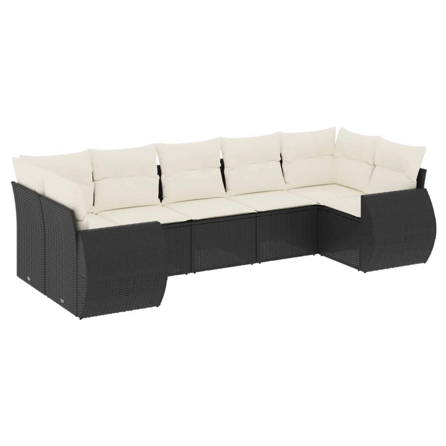 vidaXL 7-Tlg Garten-Sofagarnitur mit Kissen Schwarz Poly Rattan 3254123 günstig online kaufen