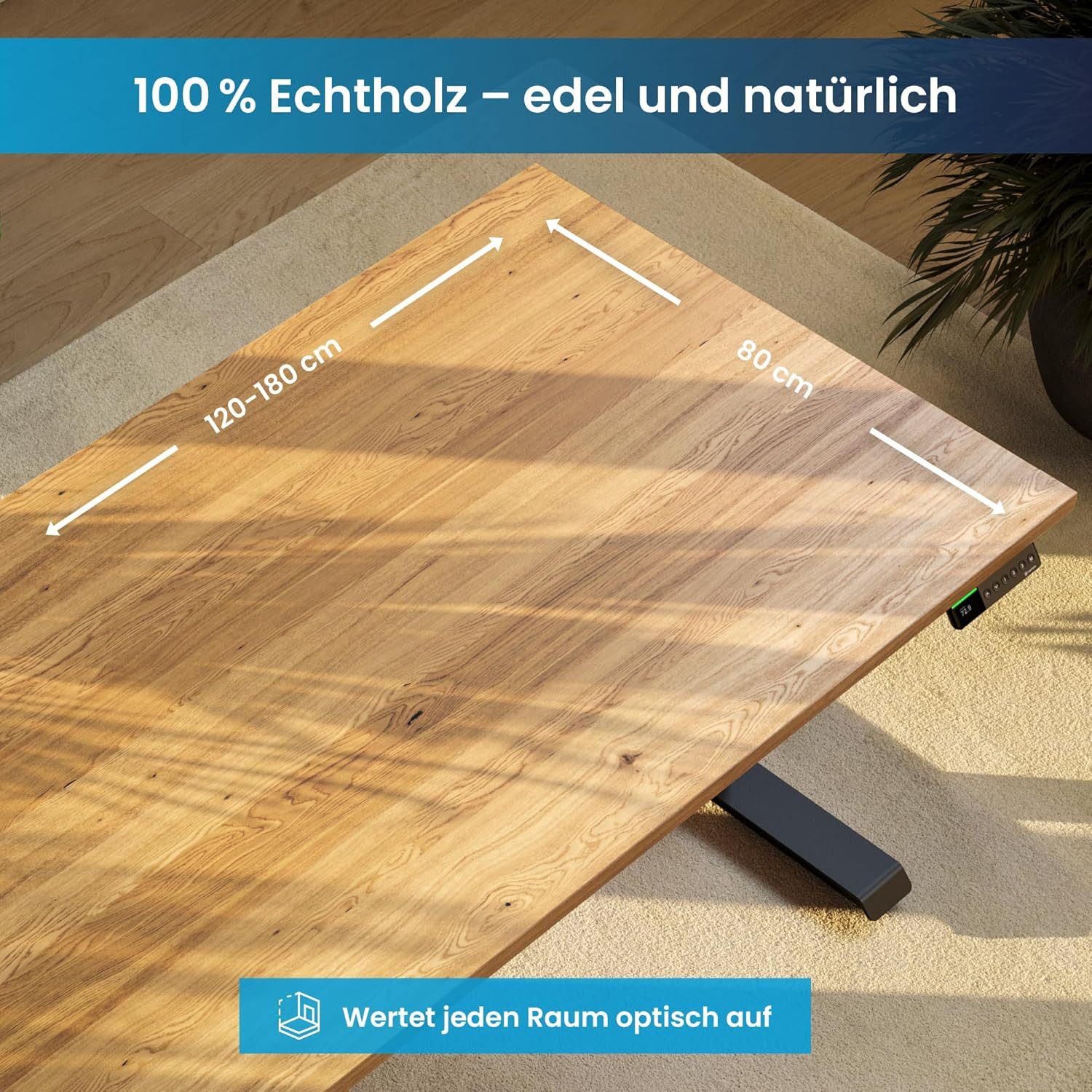 Ergotopia Schreibtischplatte Eiche Echtholz, ‎80 x günstig online kaufen