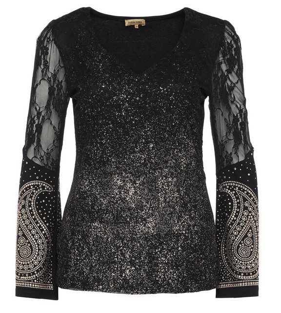 Sarah Kern Blusenshirt Spitzenshirt figurbetont mit Paisley Muster günstig online kaufen