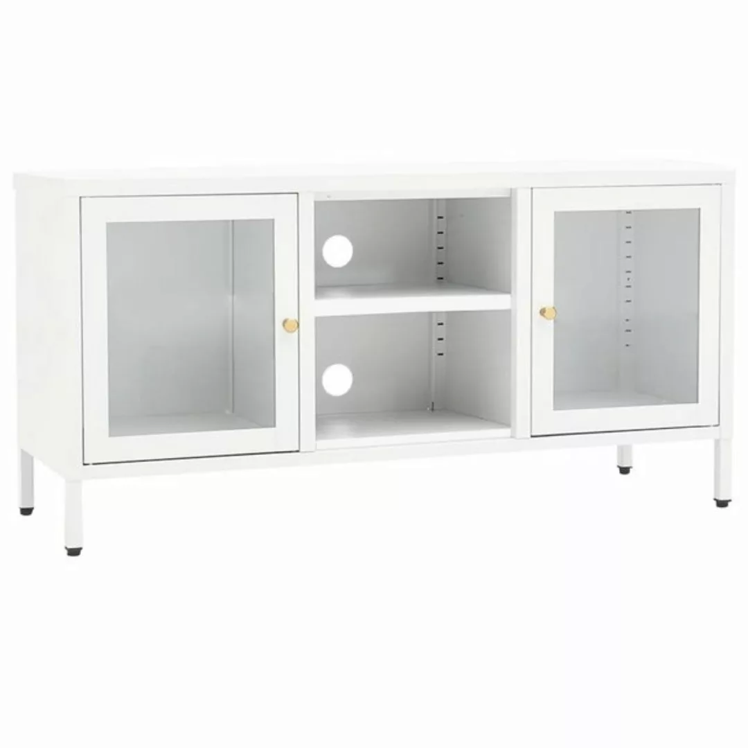 furnicato TV-Schrank Weiß 105x35x52 cm Stahl und Glas günstig online kaufen