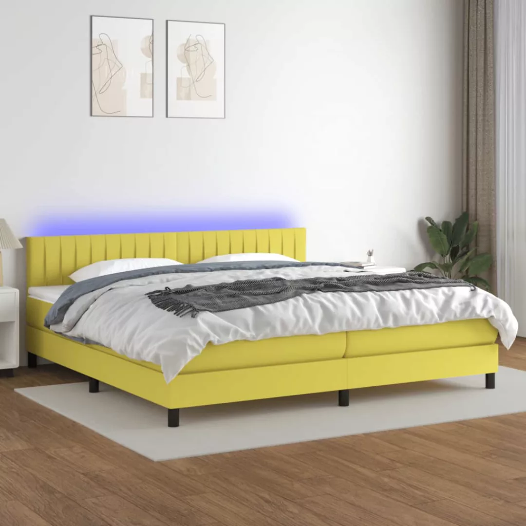 Vidaxl Boxspringbett Mit Matratze & Led Grün 200x200 Cm Stoff günstig online kaufen